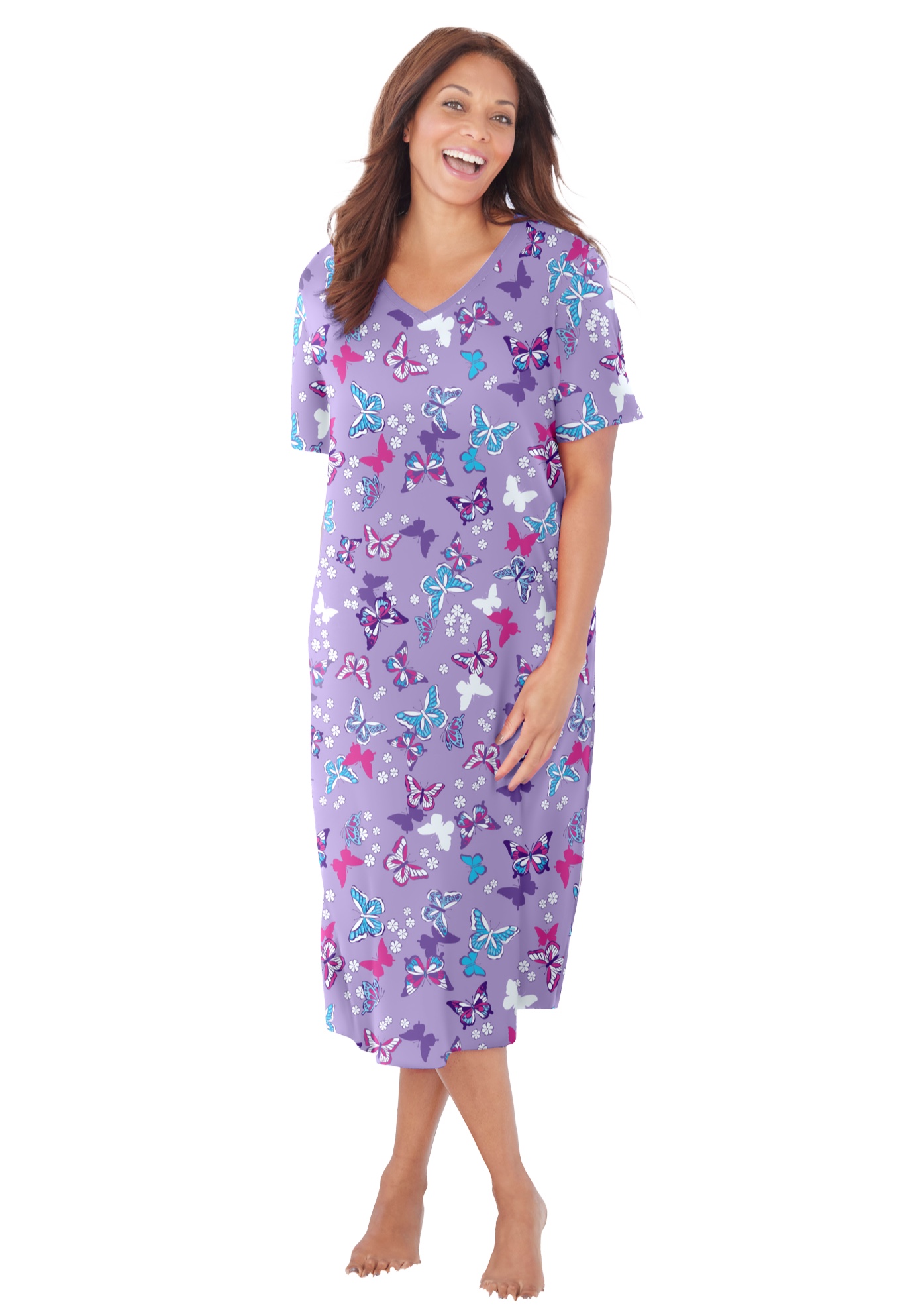 Dreams & Co. Plus Size Long Print Sleepshirt - Picture 132 of 147