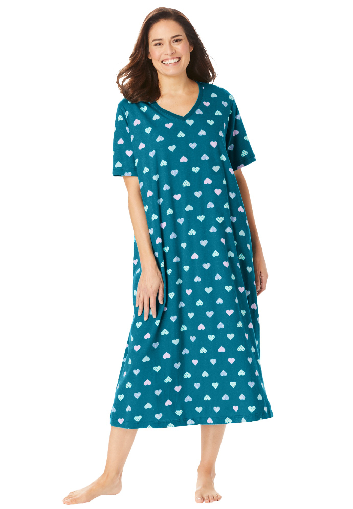 Dreams & Co. Plus Size Long Print Sleepshirt - Picture 31 of 147