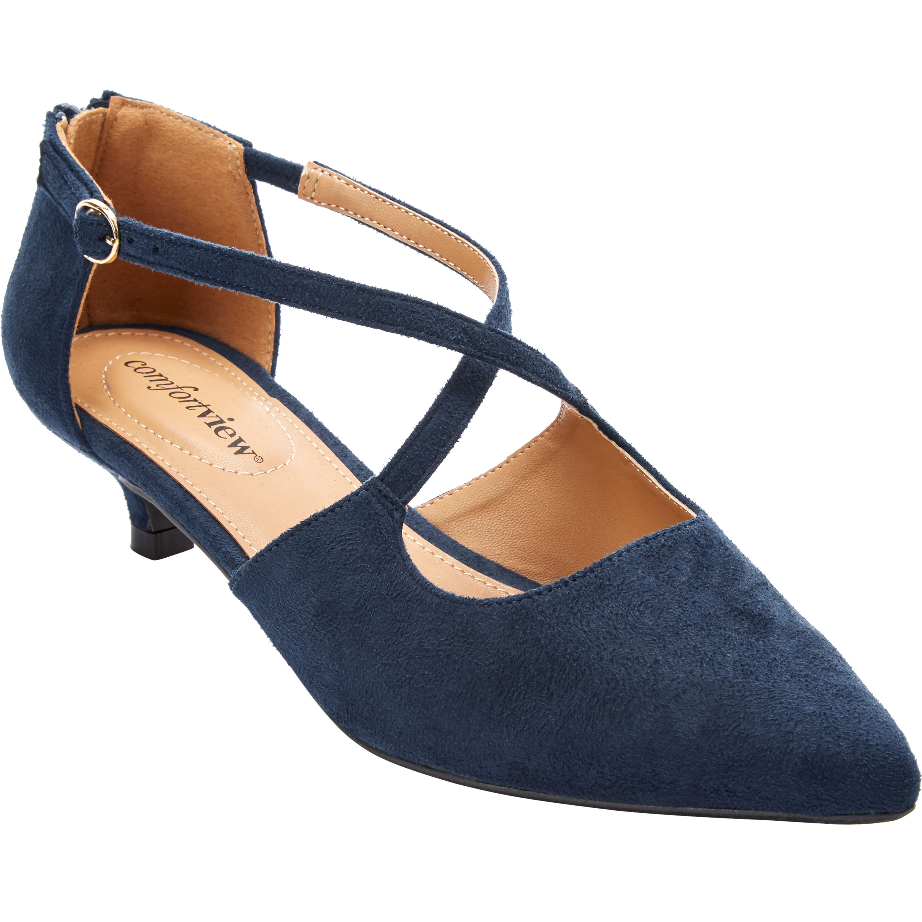 navy pumps wide width
