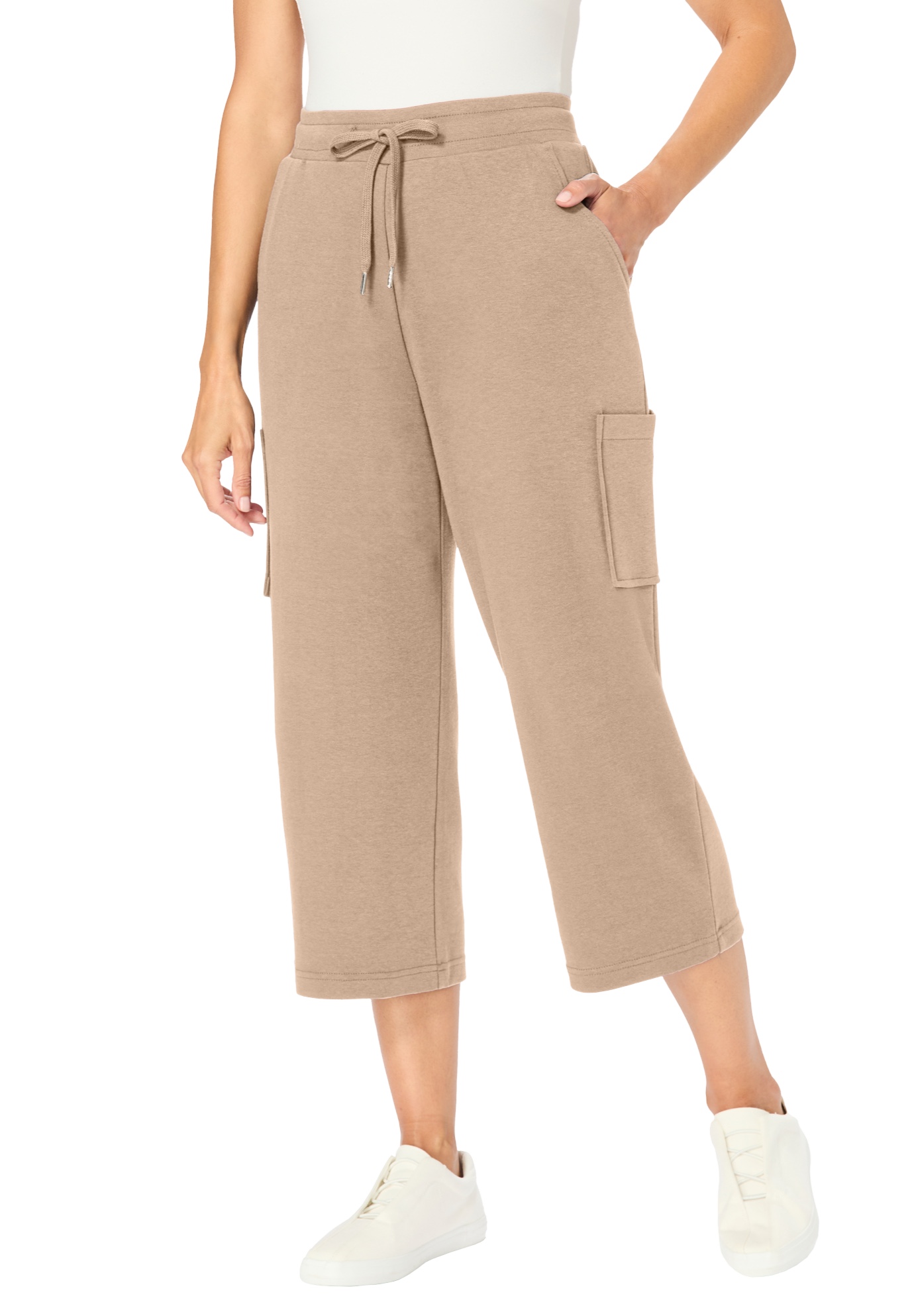 Woman Within Plus Size Petite Knit Cargo Capri - Picture 18 of 31