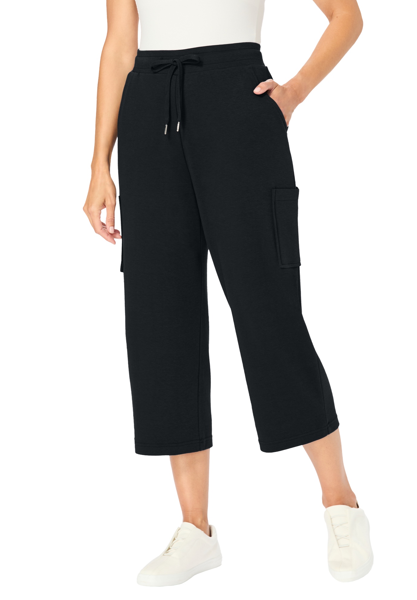 Woman Within Plus Size Petite Knit Cargo Capri - Picture 7 of 31