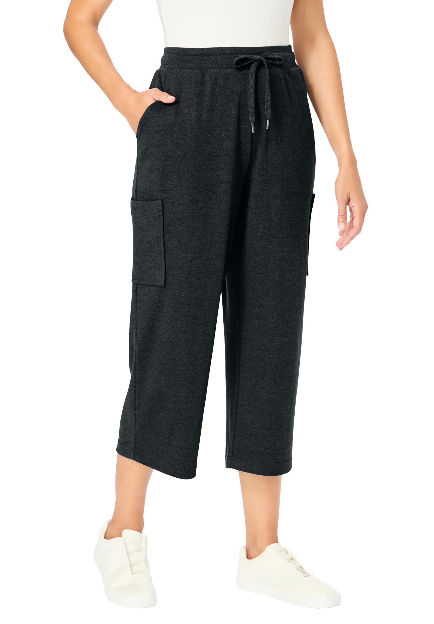 Woman Within Plus Size Petite Knit Cargo Capri - Picture 10 of 31