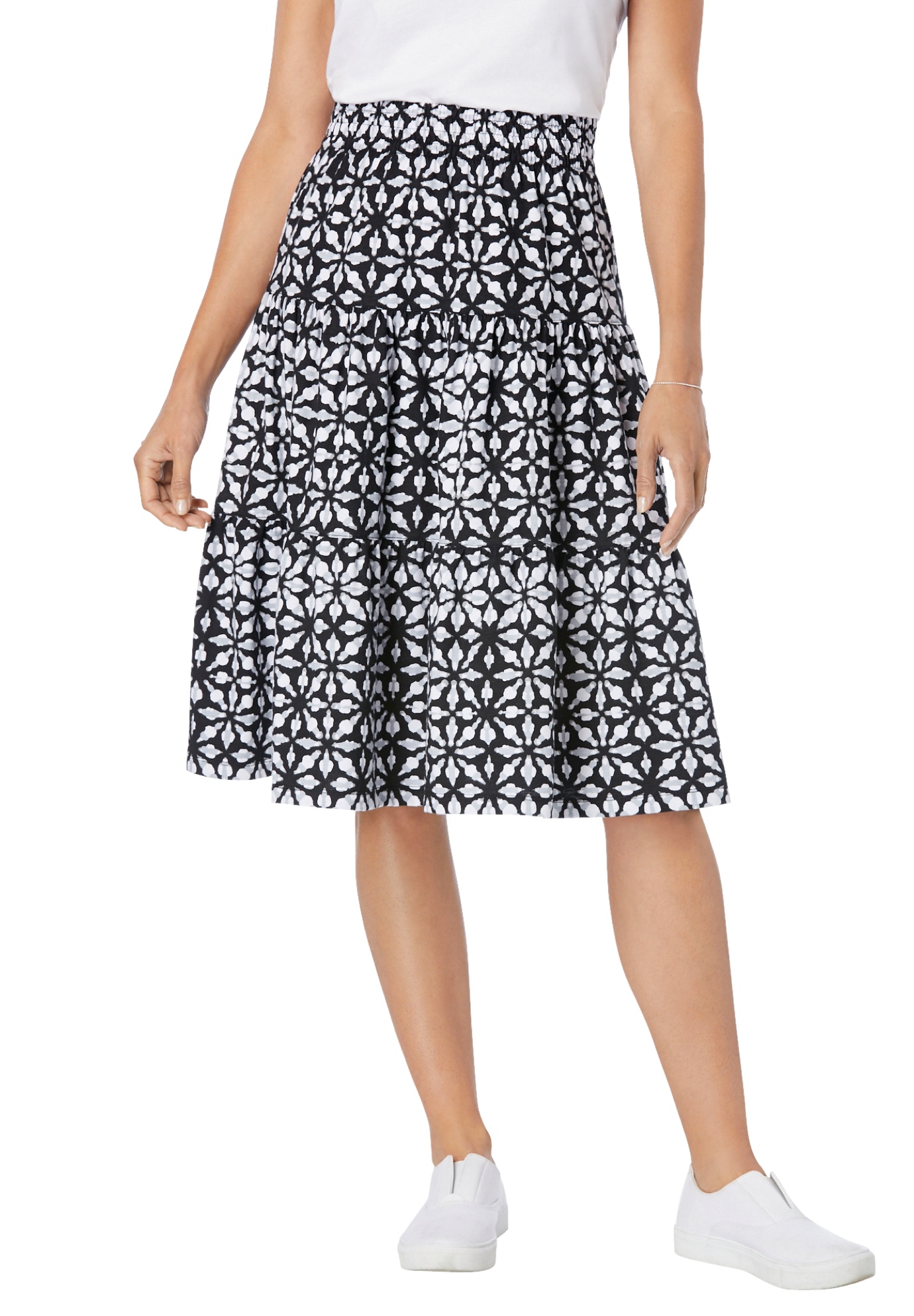 Woman Within Plus Size Elastic-Waist Knit Tiered Skirt - Picture 11 of 47