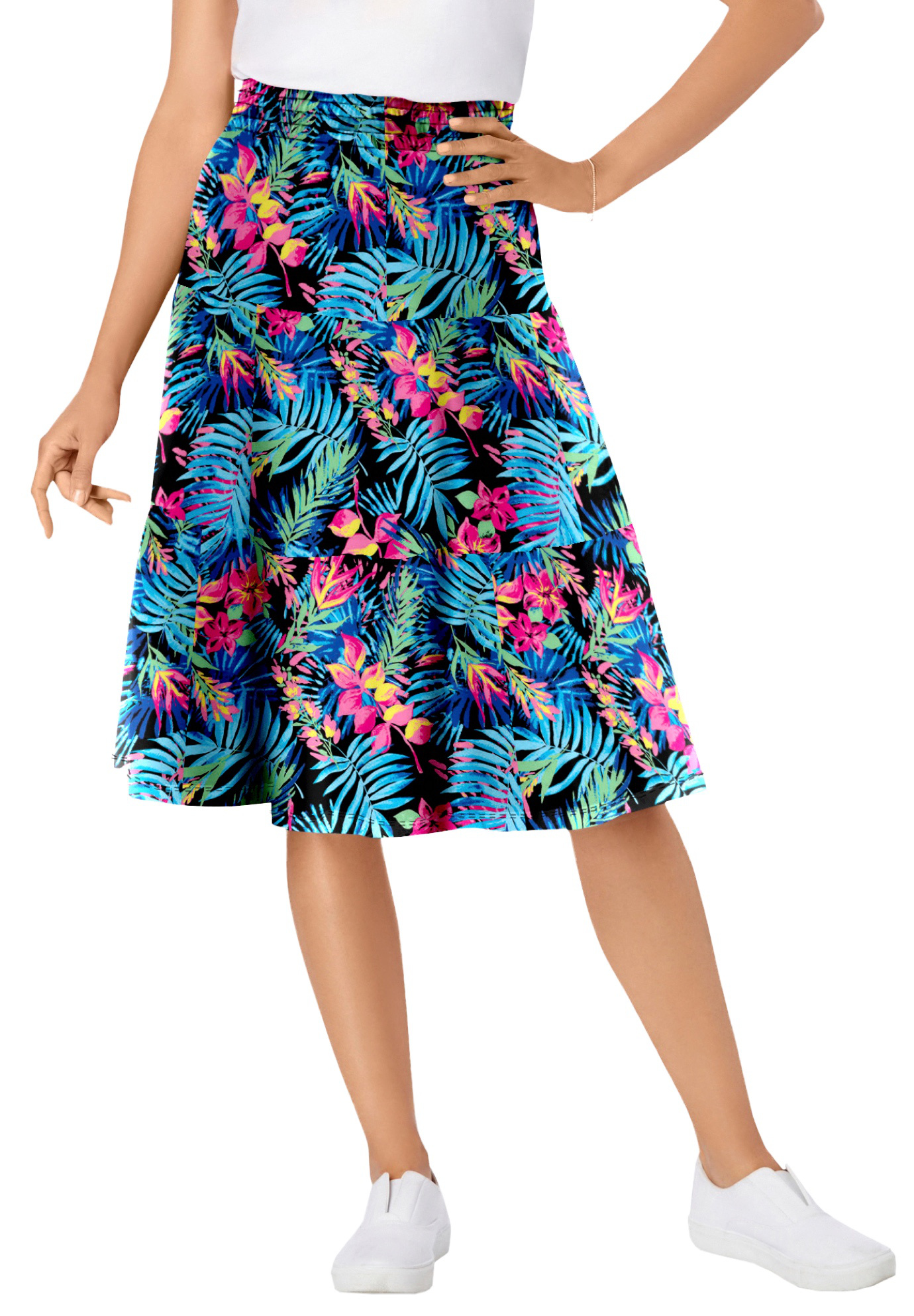 Woman Within Plus Size Elastic-Waist Knit Tiered Skirt - Picture 8 of 47