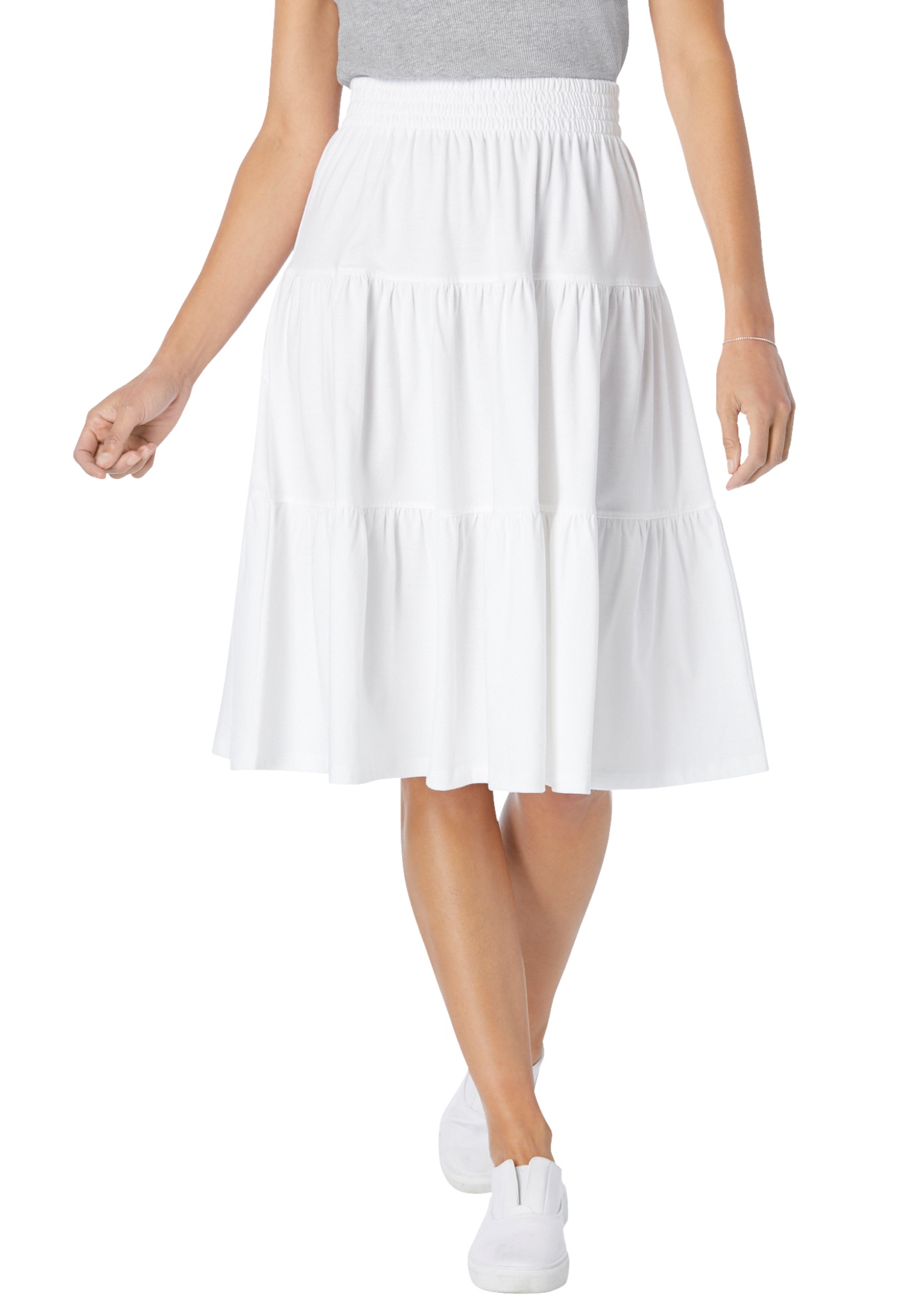 Woman Within Plus Size Elastic-Waist Knit Tiered Skirt - Picture 39 of 47