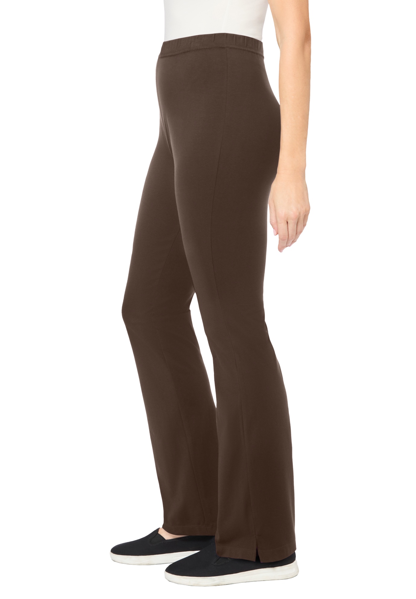 Woman Within Plus Size Stretch-Cotton Knit Pull-On Bootcut Leggings - Picture 11 of 58