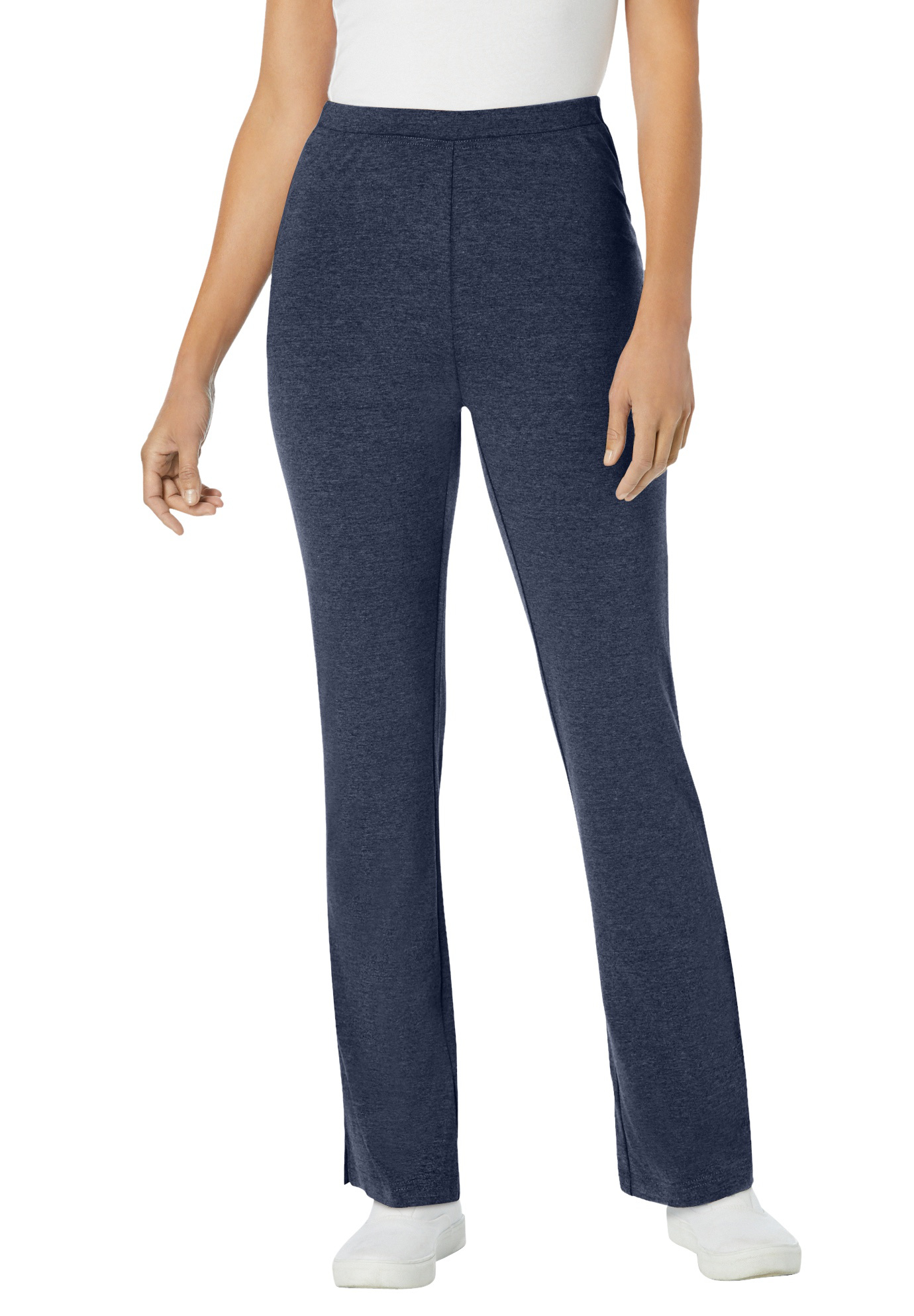 Woman Within Plus Size Stretch-Cotton Knit Pull-On Bootcut Leggings - Picture 32 of 58