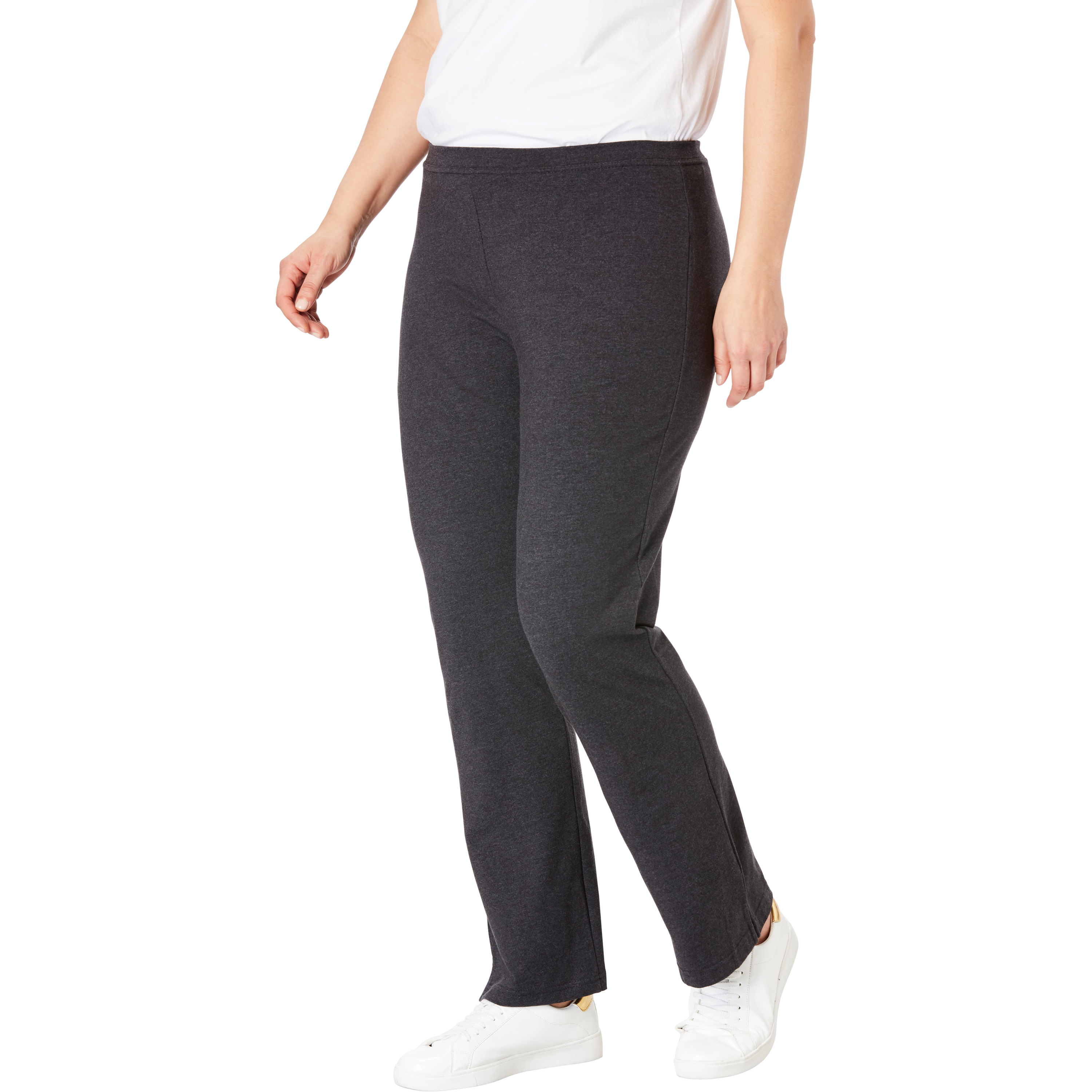 Woman Within Plus Size Stretch-Cotton Knit Pull-On Bootcut Leggings - Picture 27 of 58