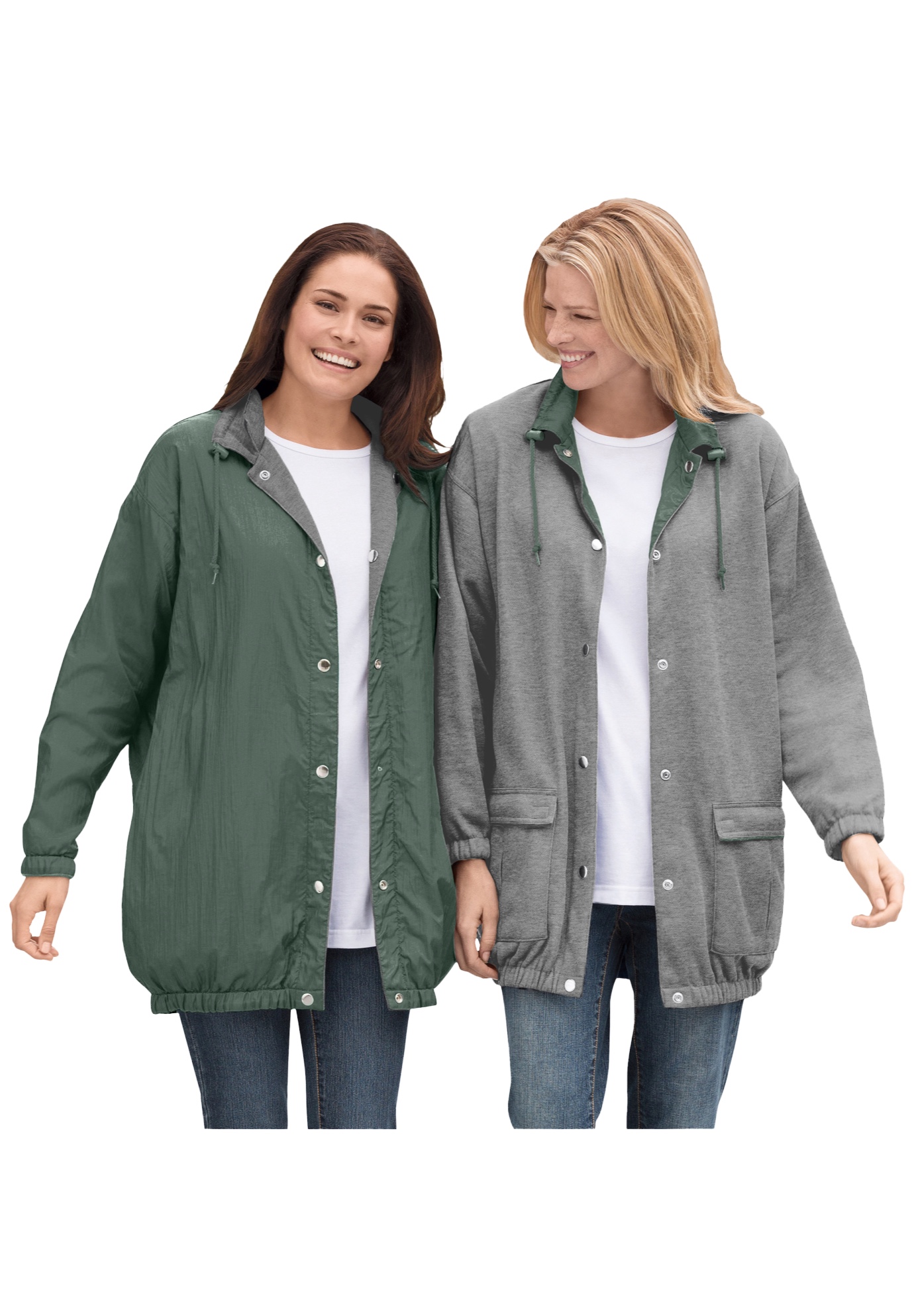 Woman Within Women's Plus Size Fleece Nylon Reversible Jacket