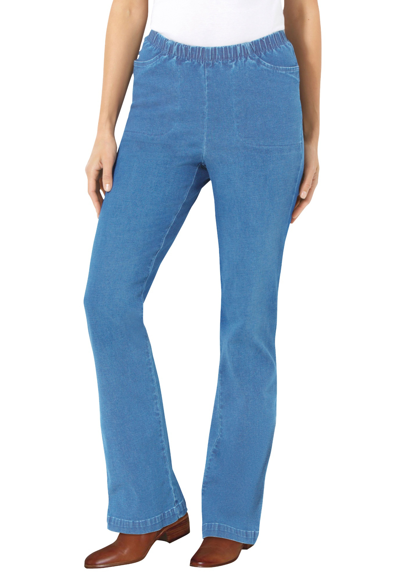 Woman Within Plus Size Tall Bootcut Fineline Denim Jean