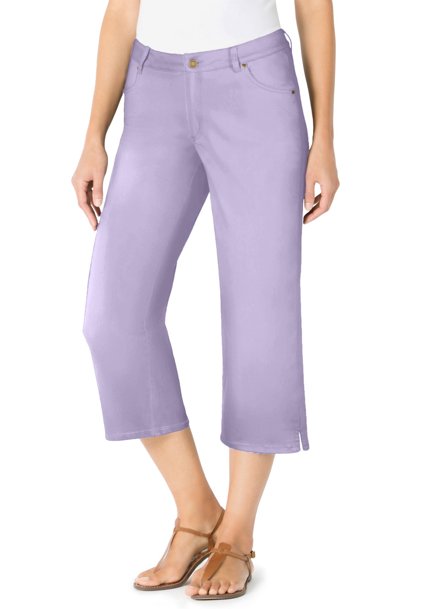 Woman Within Plus Size Stretch Denim Five-Pocket Capri Jeans - Picture 55 of 65