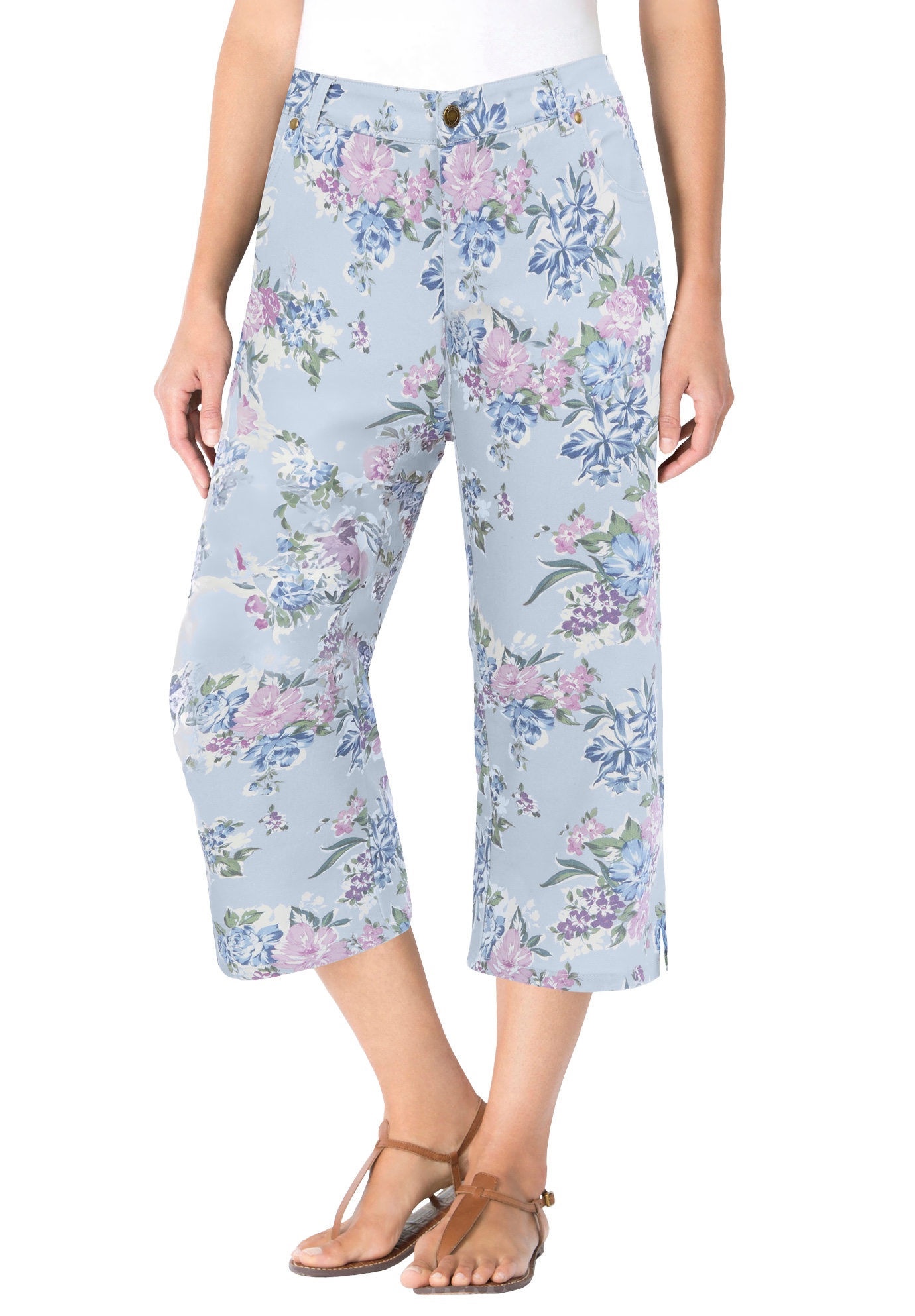 Woman Within Plus Size Stretch Denim Five-Pocket Capri Jeans - Picture 61 of 65