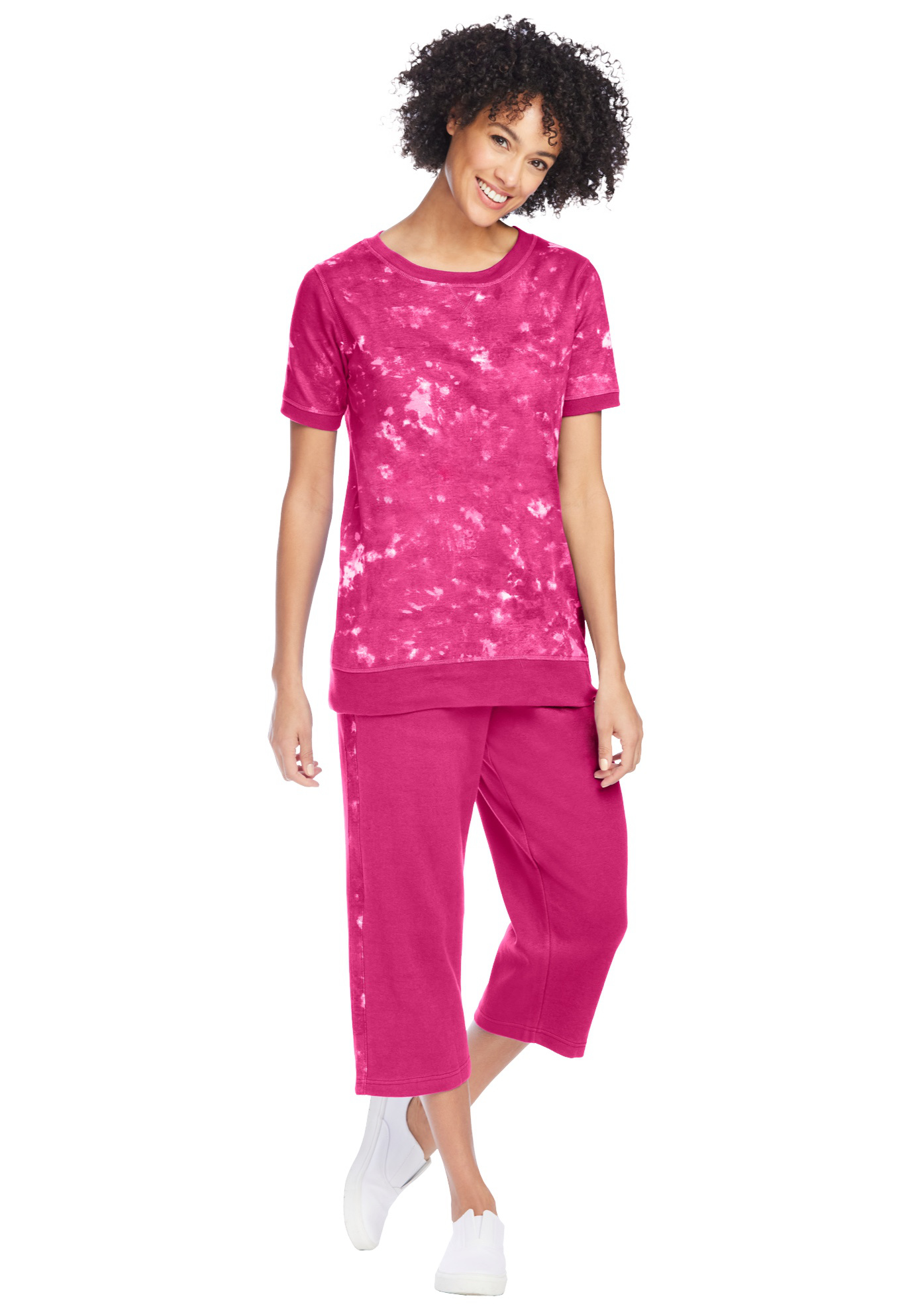 Plus Size 2-Piece Tie Dye Capri Set 