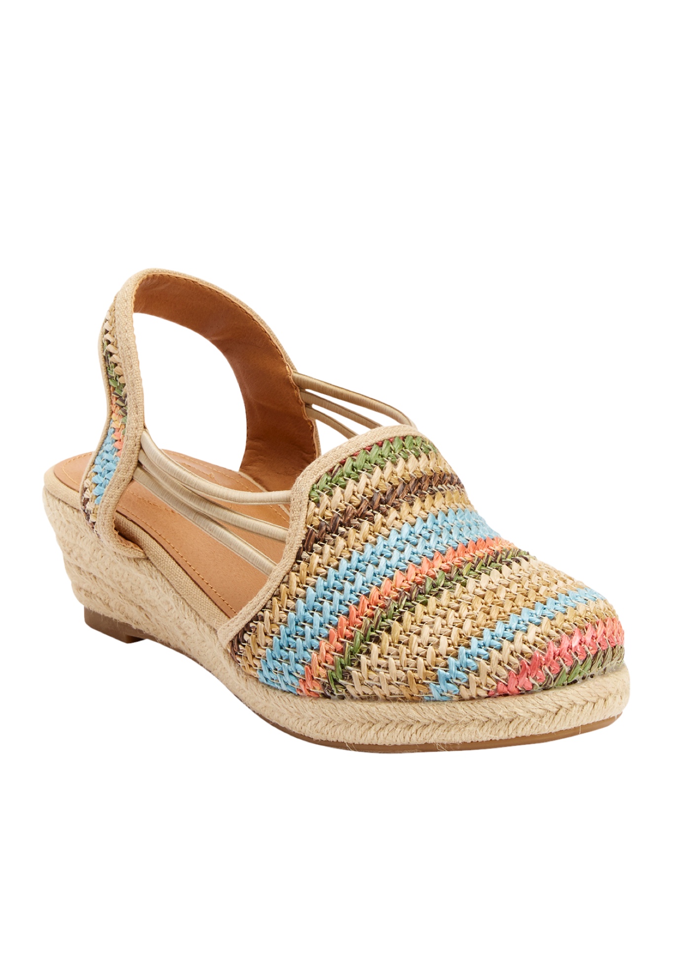 Comfortview Women's Wide Width Abigail Sandal - Floral Decor Suede-Like Massaging Insole