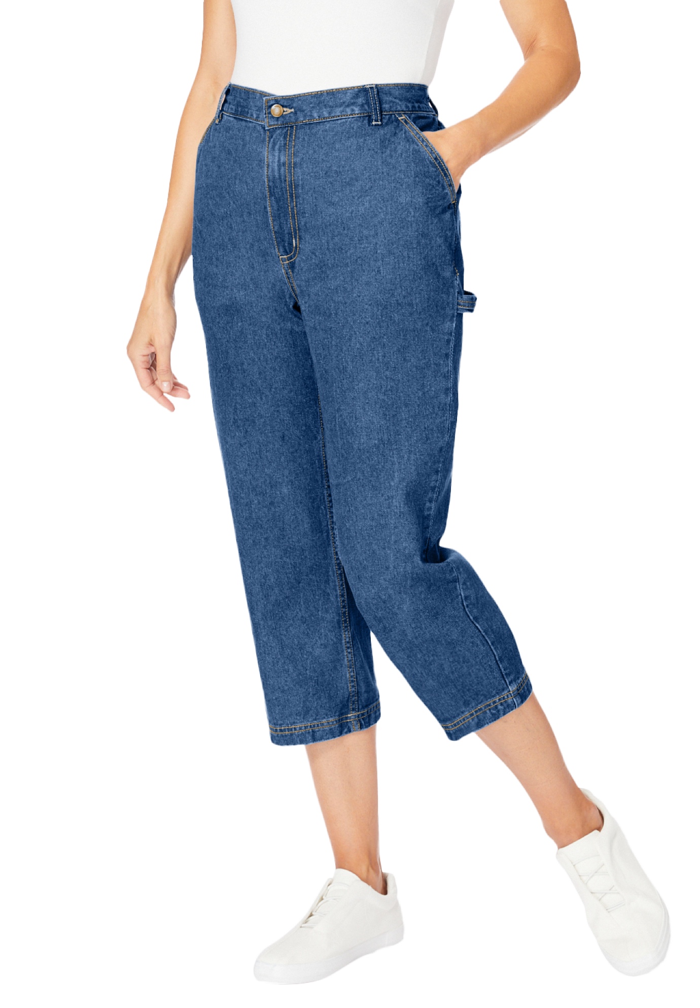 Woman Within Plus Size Carpenter Denim Capri - Picture 8 of 18