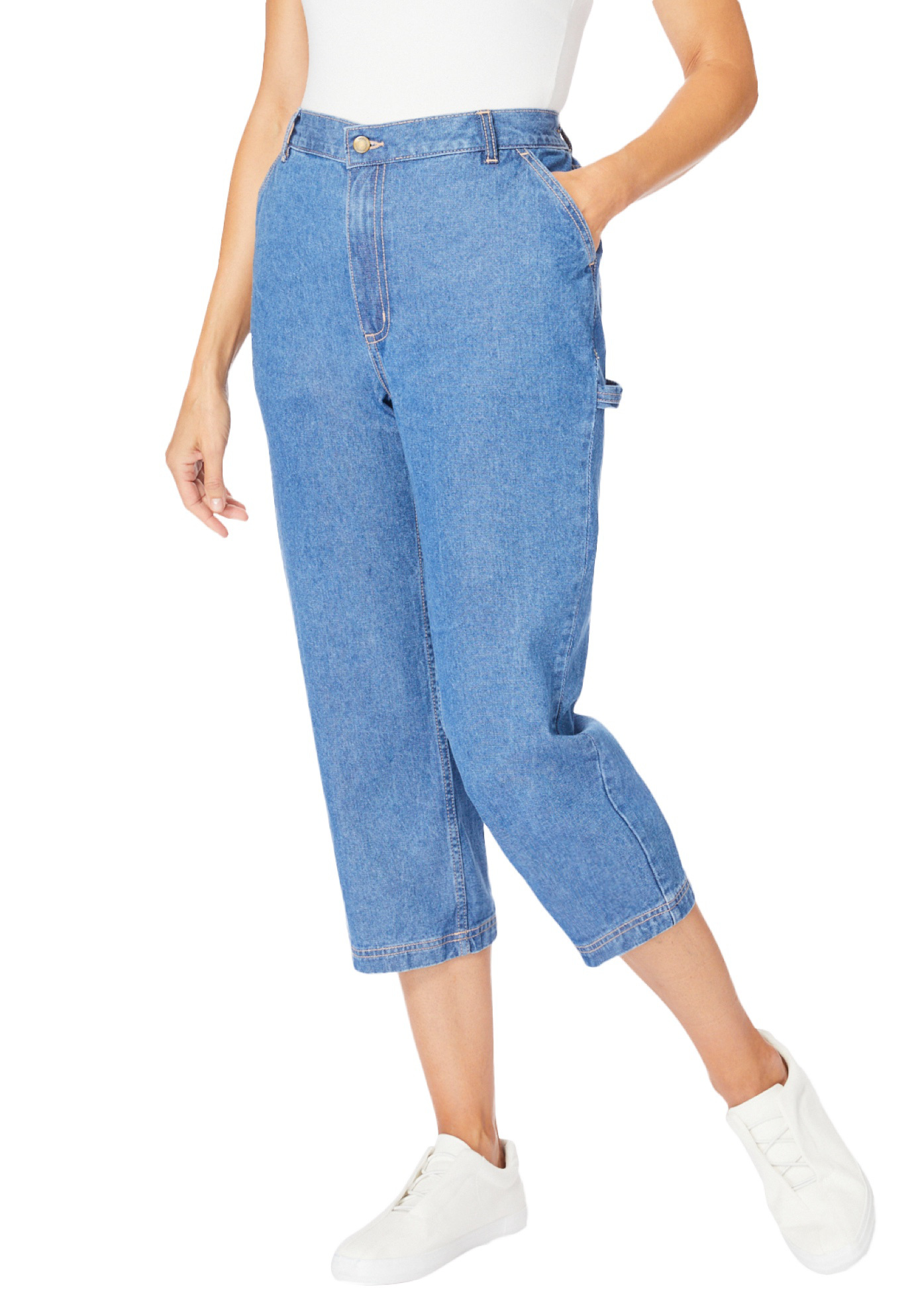 Woman Within Plus Size Carpenter Denim Capri - Picture 7 of 18
