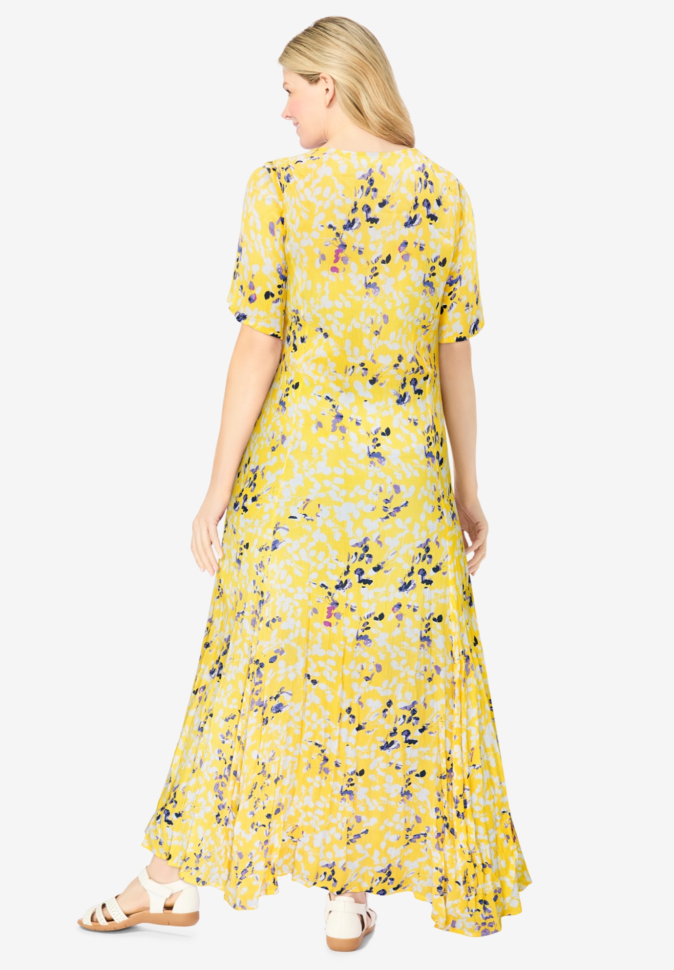 Woman Within Plus Size Petite Short-Sleeve Crinkle Dress - Picture 19 of 26