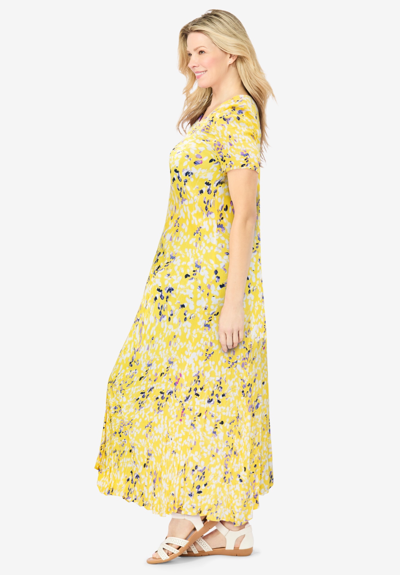 Woman Within Plus Size Petite Short-Sleeve Crinkle Dress - Picture 20 of 26