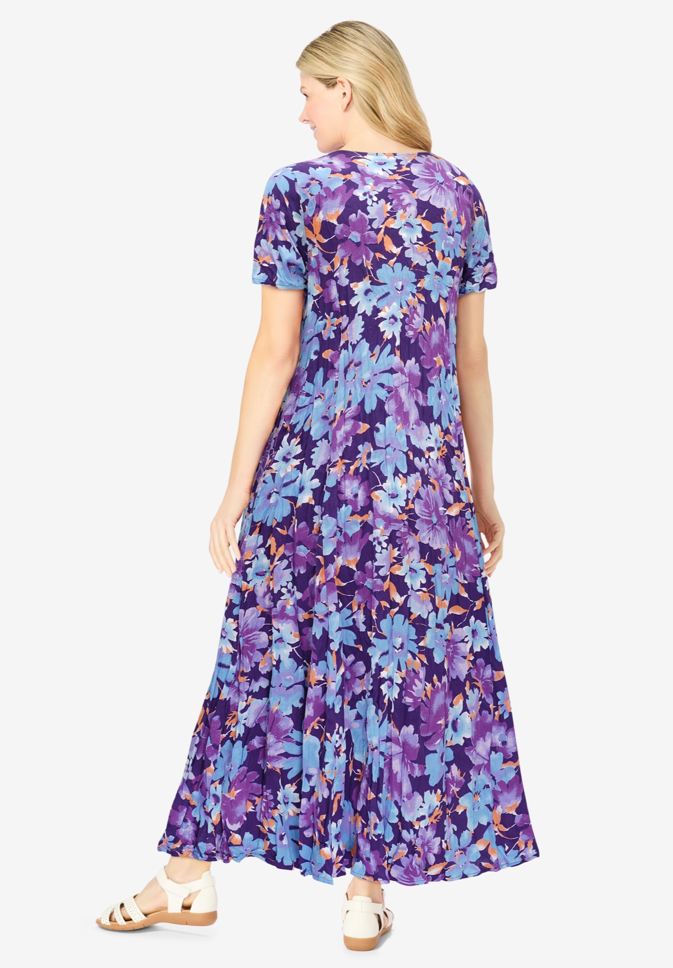 Woman Within Plus Size Petite Short-Sleeve Crinkle Dress - Picture 22 of 26