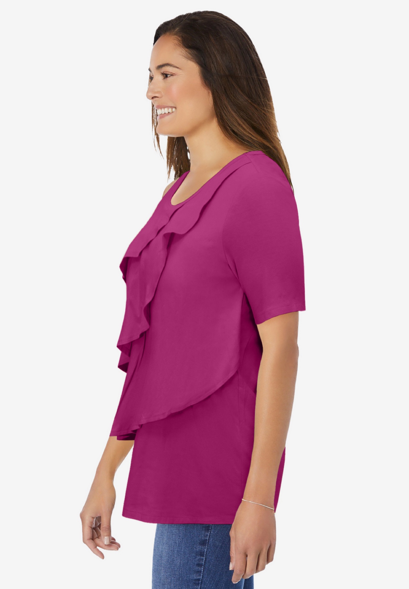 Woman Within Plus Size Ruffle Tee - Picture 23 of 23