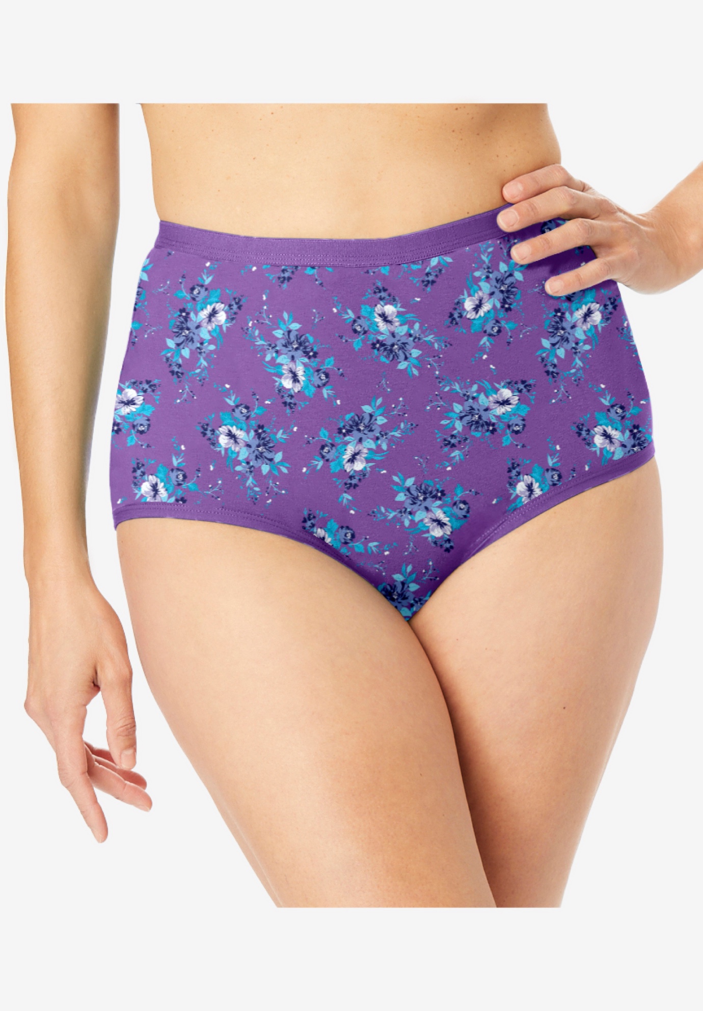 Comfort Choice Plus Size Full Coverage Stretch Cotton Brief 5-Pack - Picture 37 of 45