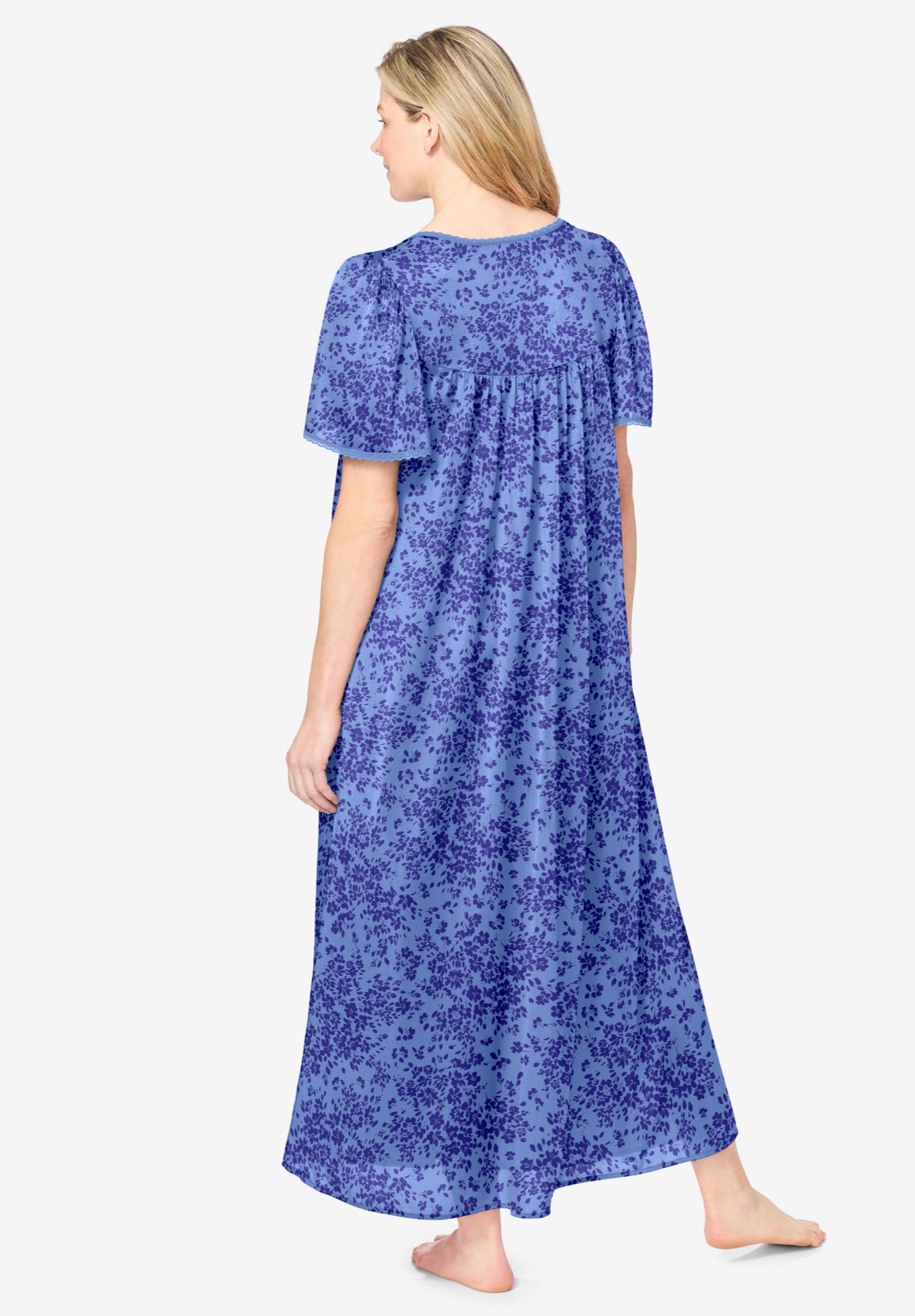 Only Necessities Plus Size Long Silky Lace-Trim Gown - Picture 19 of 27