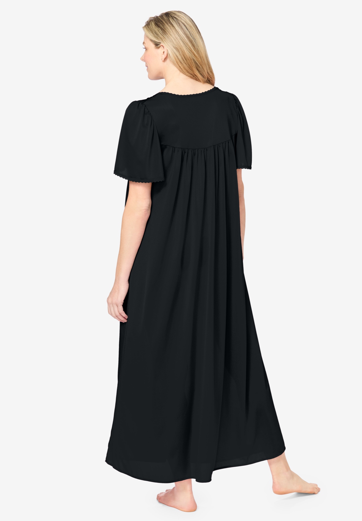 Only Necessities Plus Size Long Silky Lace-Trim Gown - Picture 8 of 27