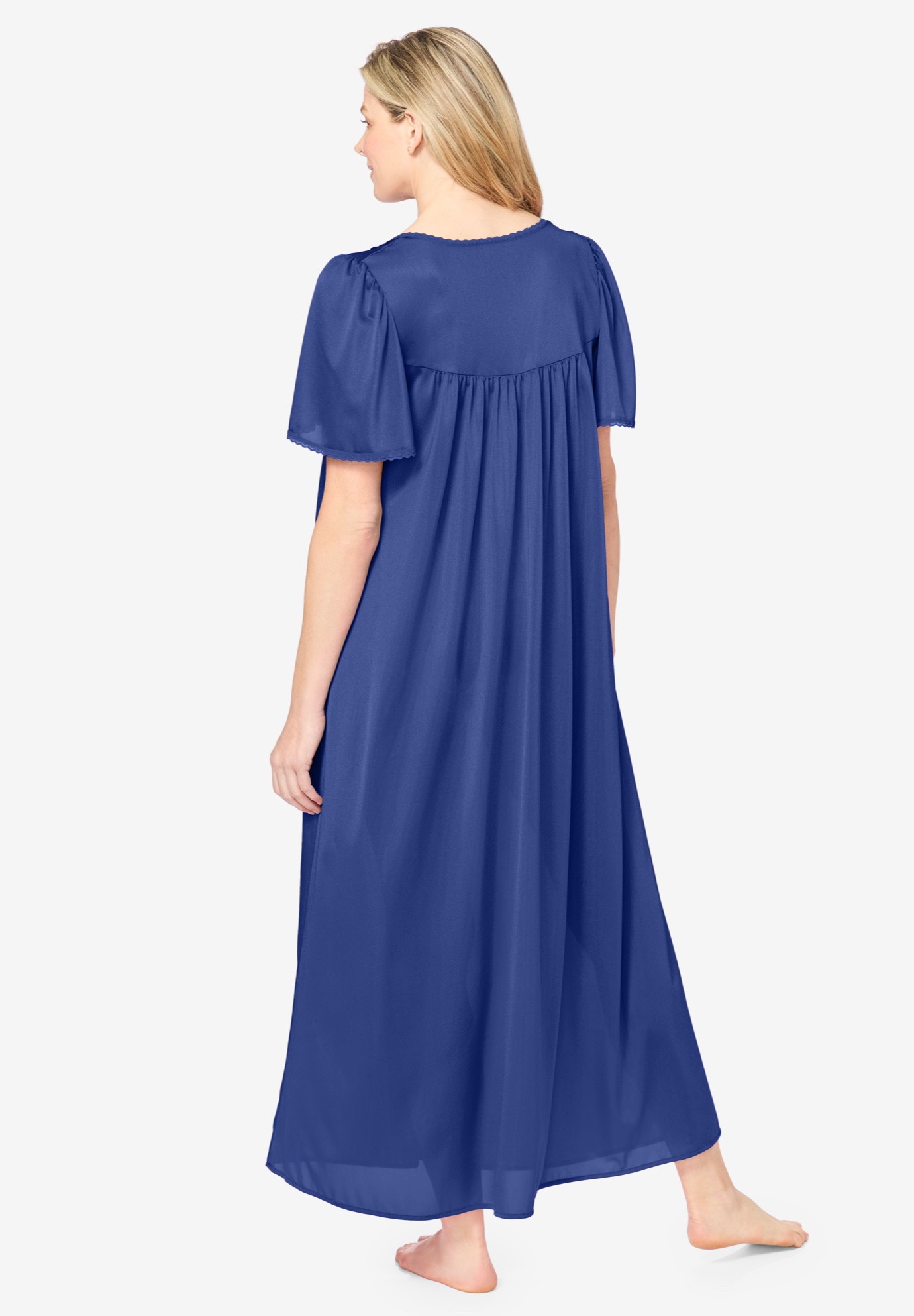 Only Necessities Plus Size Long Silky Lace-Trim Gown - Picture 26 of 27