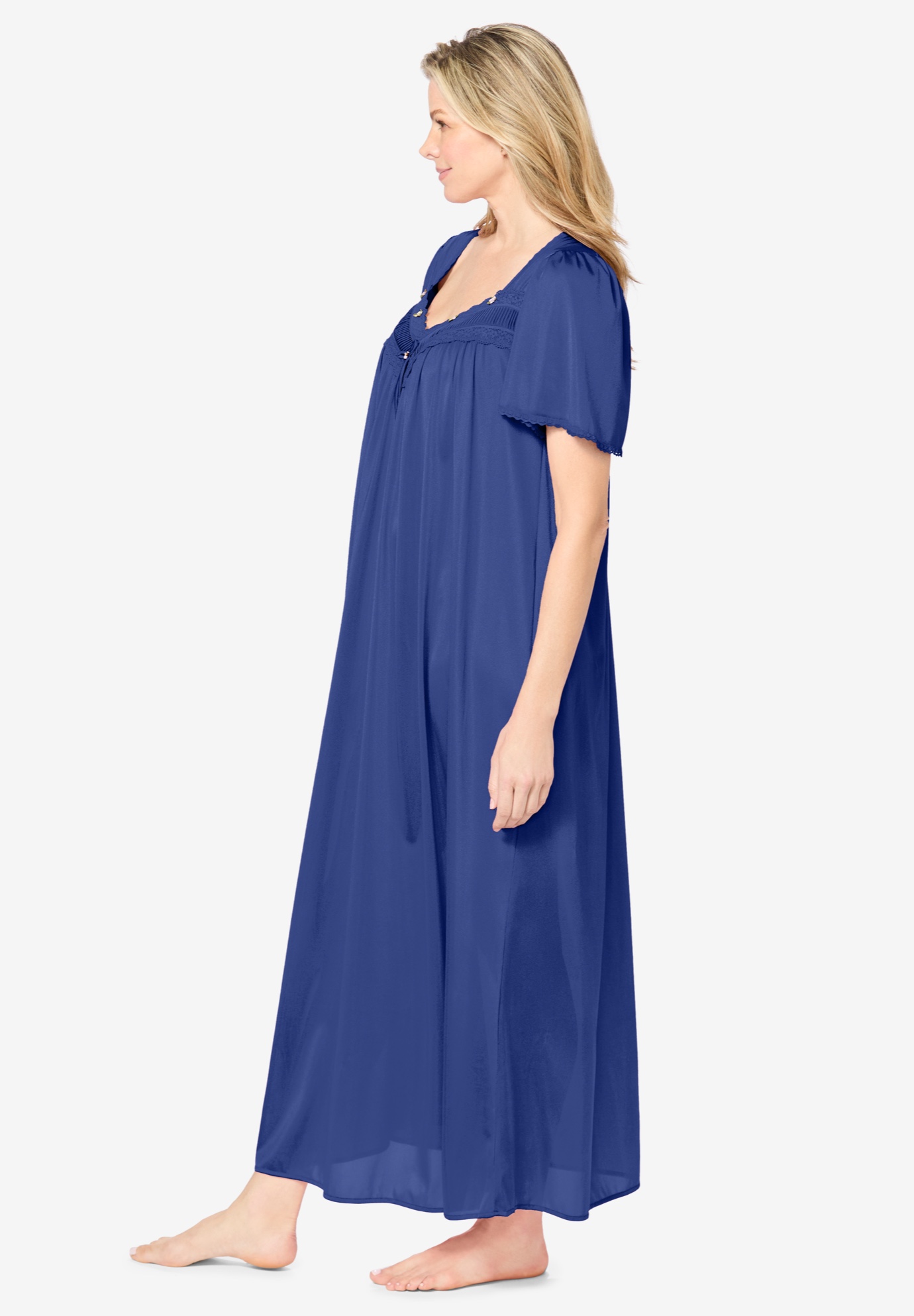 Only Necessities Plus Size Long Silky Lace-Trim Gown - Picture 27 of 27