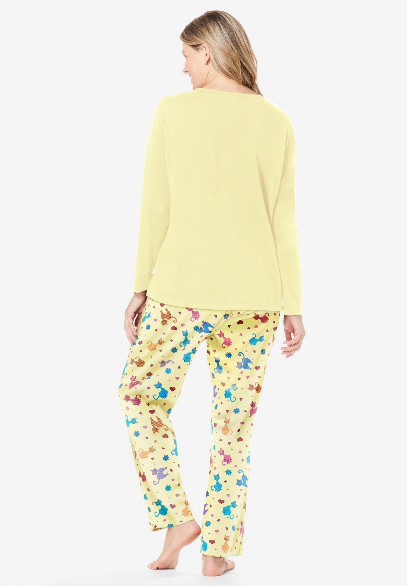 Dreams & Co. Plus Size Petite Long Sleeve Knit PJ Set - Picture 67 of 68