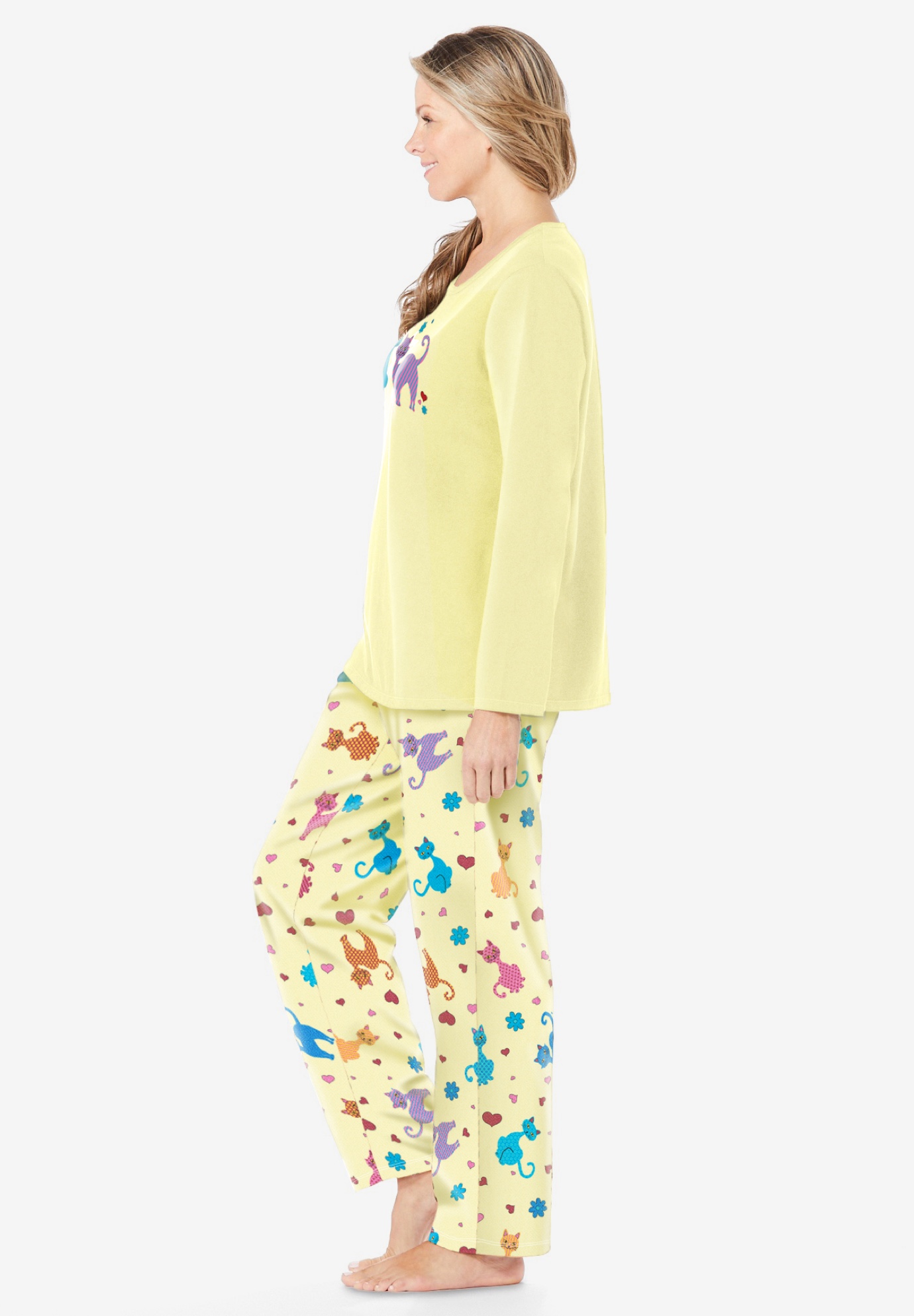 Dreams & Co. Plus Size Petite Long Sleeve Knit PJ Set - Picture 68 of 68