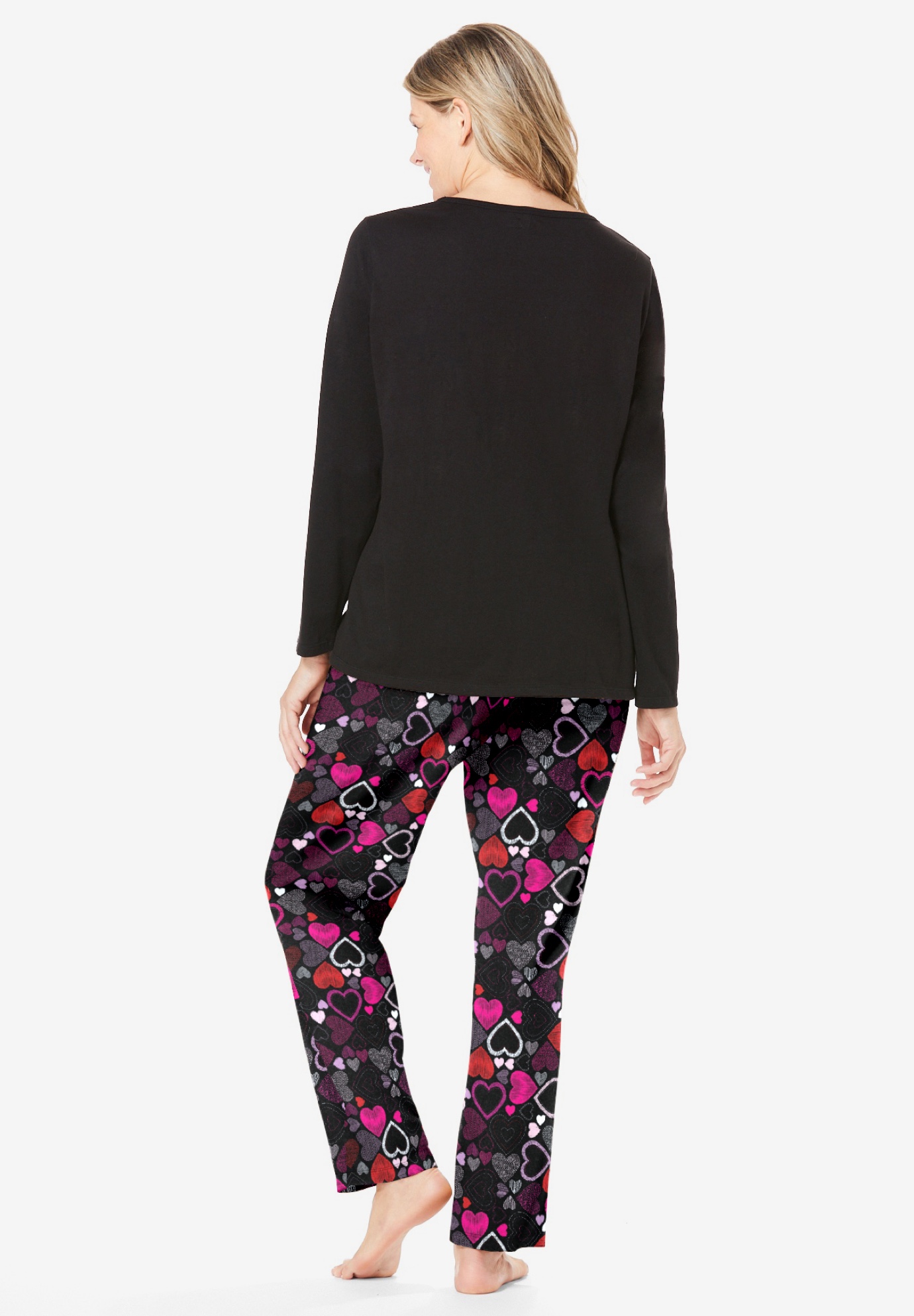 Dreams & Co. Plus Size Petite Long Sleeve Knit PJ Set - Picture 13 of 68