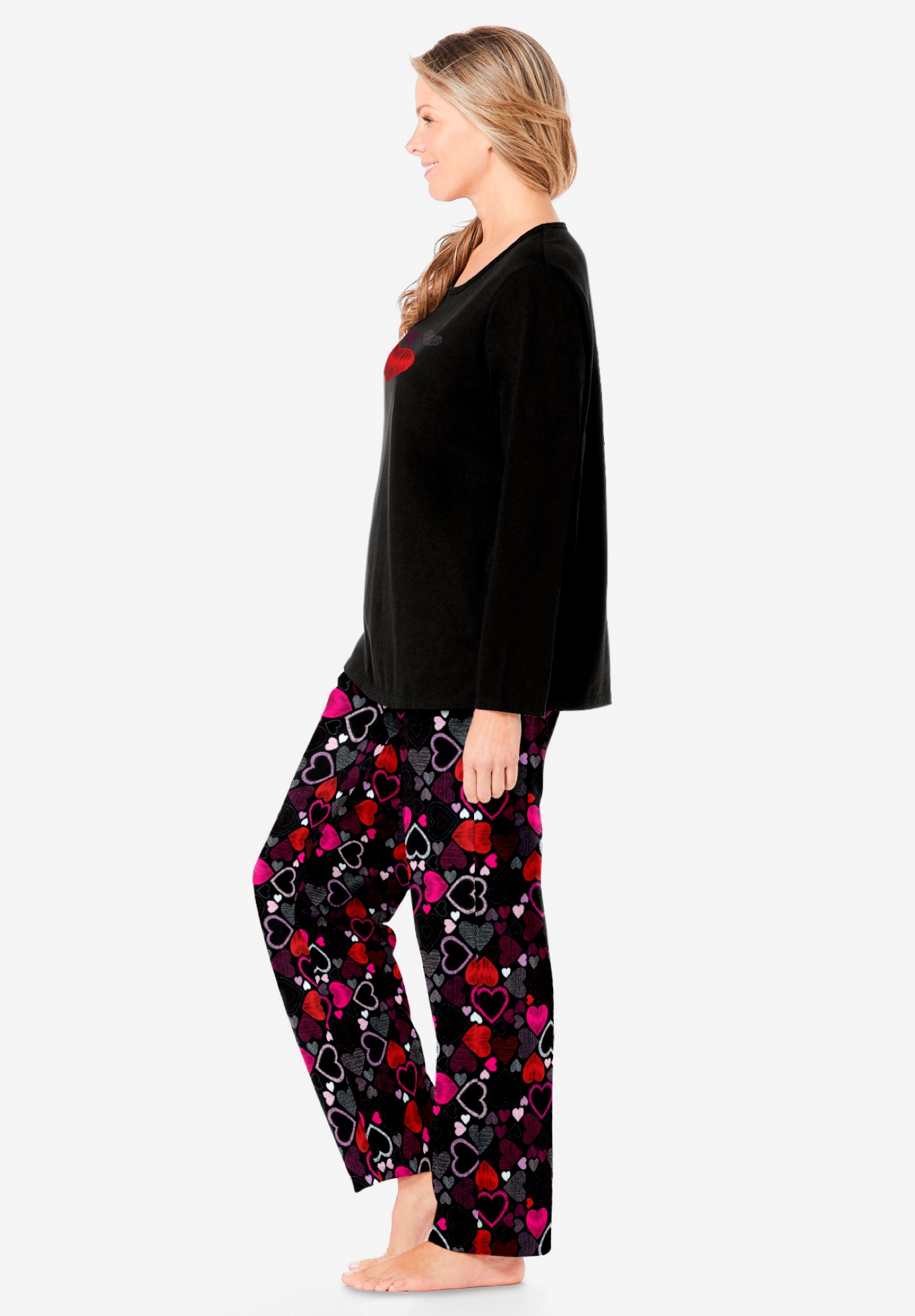 Dreams & Co. Plus Size Petite Long Sleeve Knit PJ Set - Picture 14 of 68