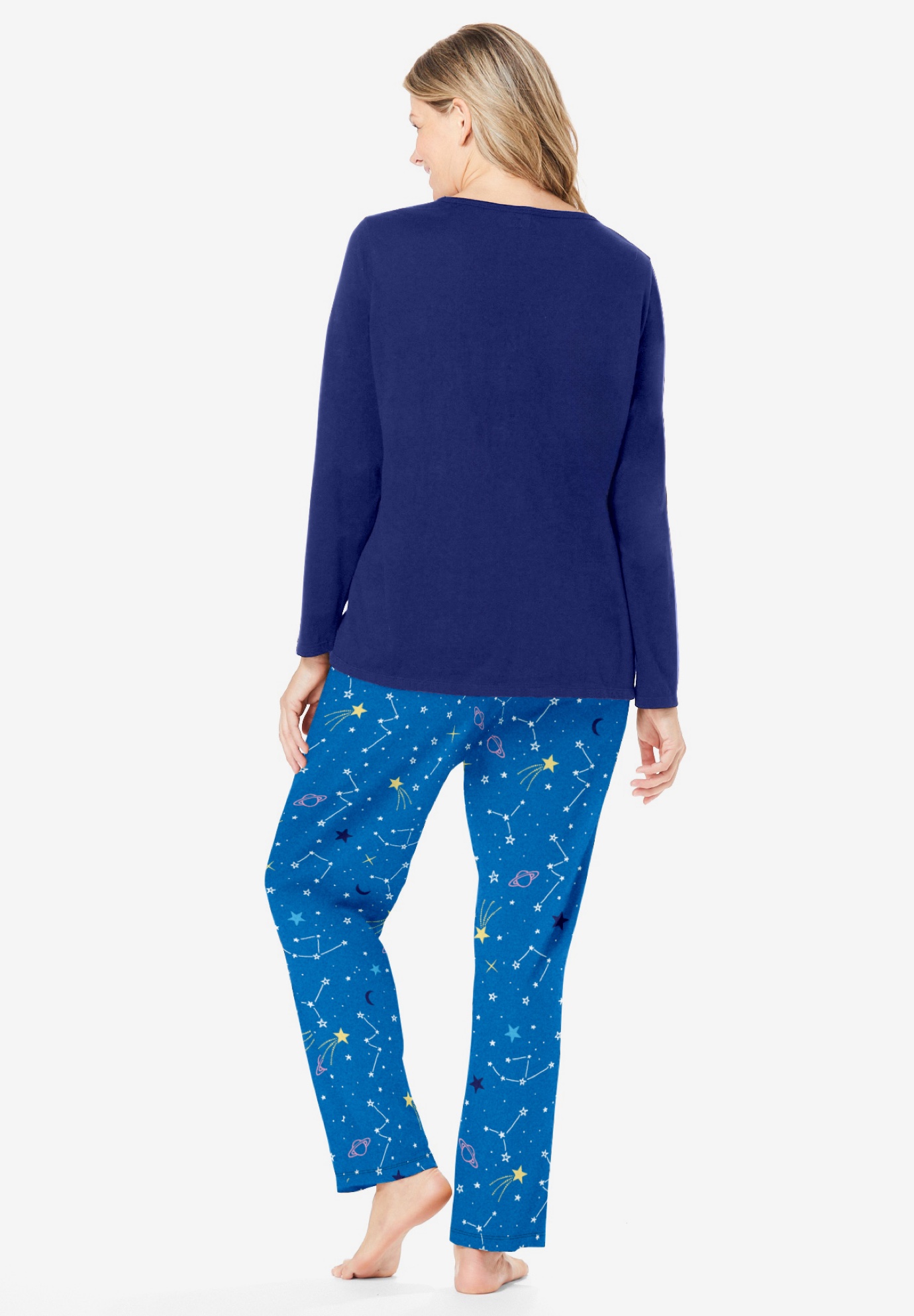 Dreams & Co. Plus Size Petite Long Sleeve Knit PJ Set - Picture 41 of 68