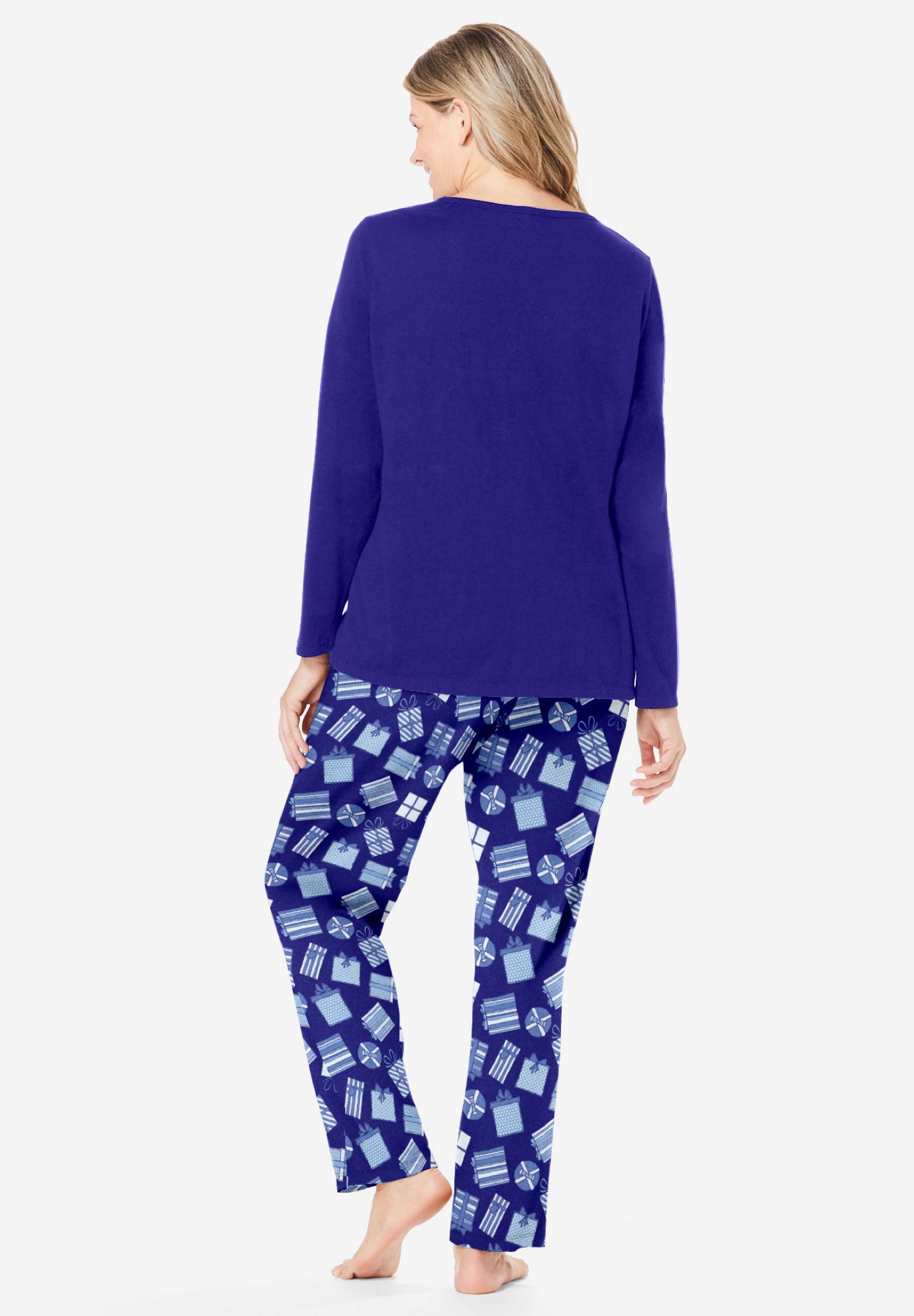 Dreams & Co. Plus Size Petite Long Sleeve Knit PJ Set - Picture 63 of 68