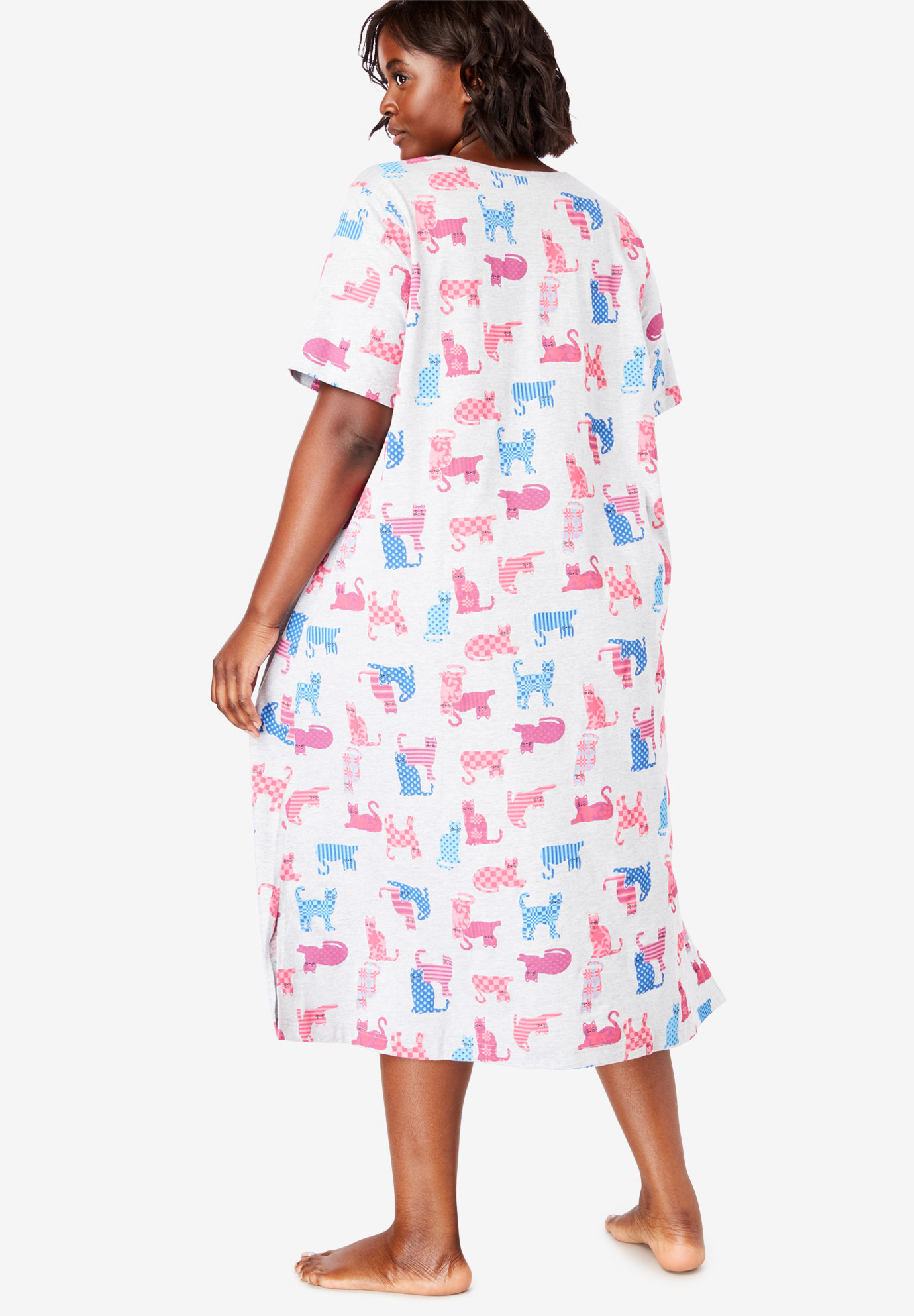 Dreams & Co. Plus Size Long Print Sleepshirt - Picture 33 of 147