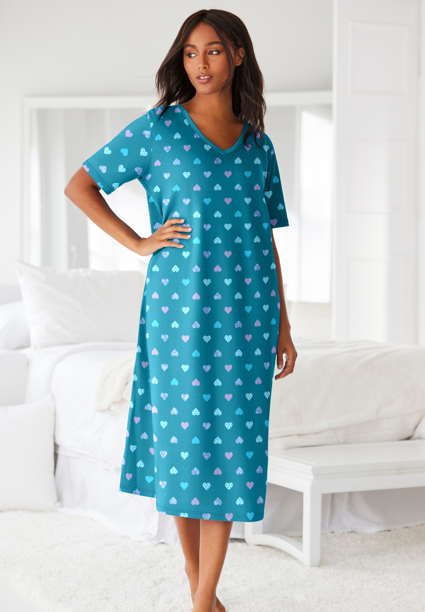 Dreams & Co. Plus Size Long Print Sleepshirt - Picture 36 of 147