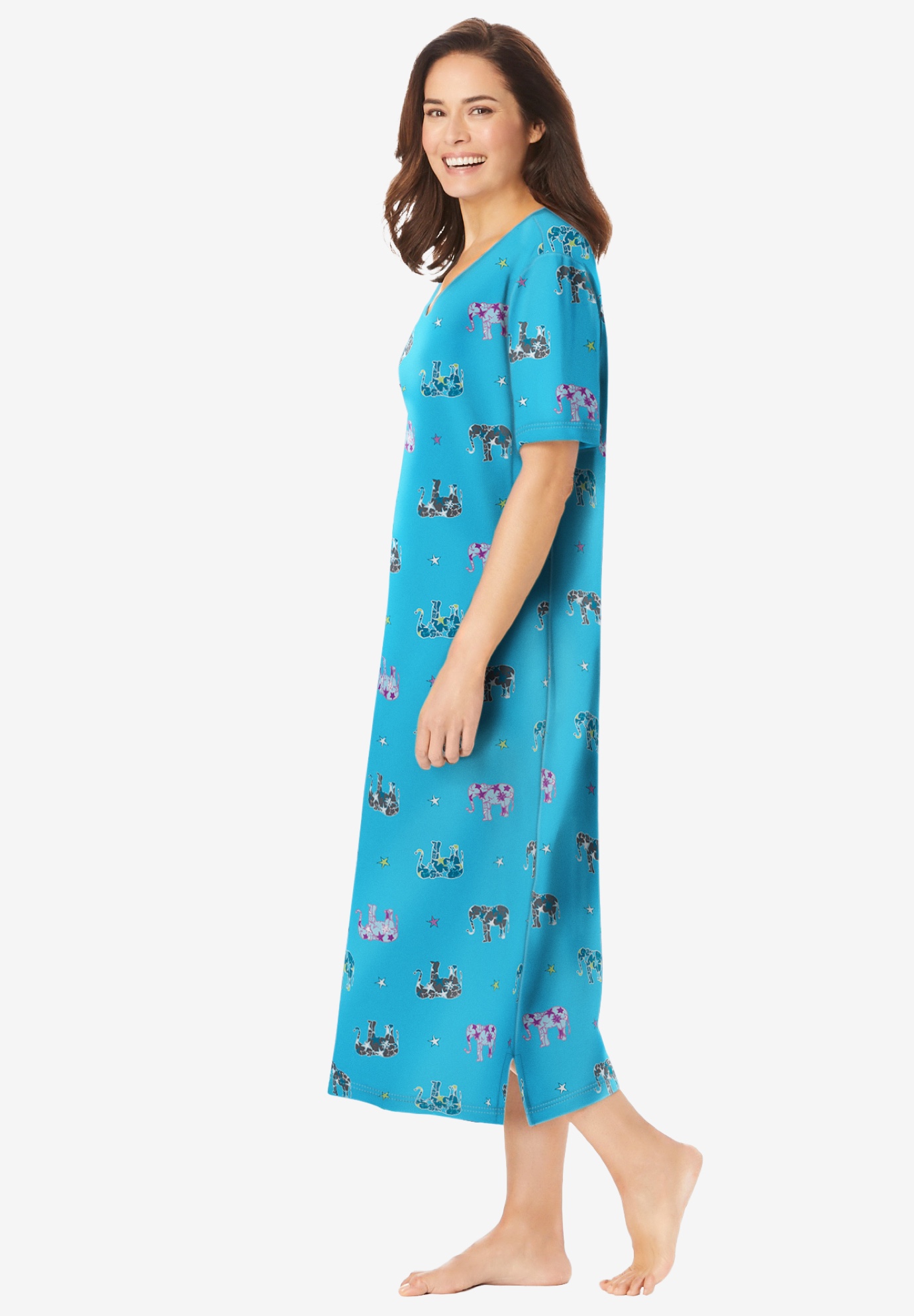 Dreams & Co. Plus Size Long Print Sleepshirt - Picture 18 of 147