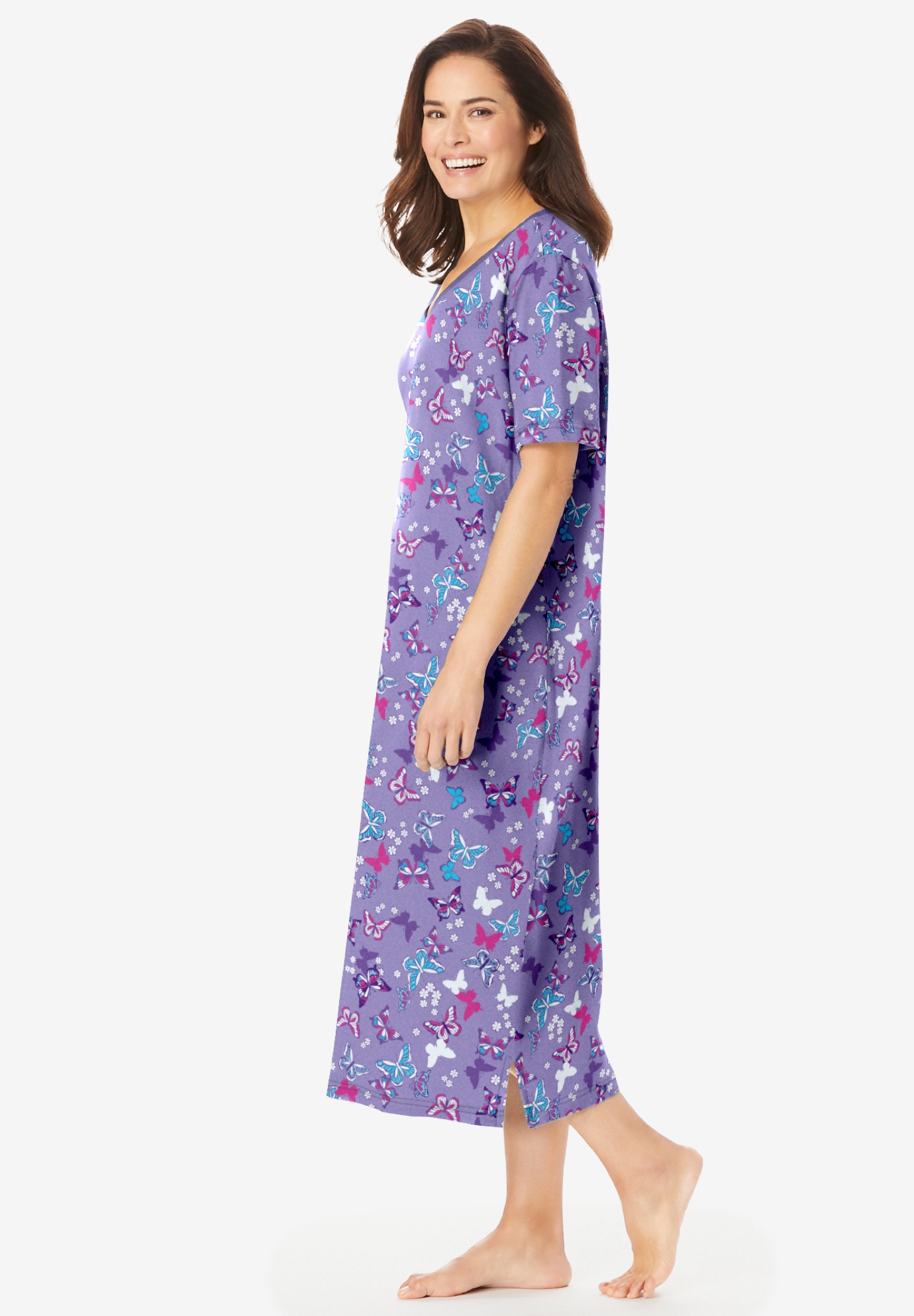 Dreams & Co. Plus Size Long Print Sleepshirt - Picture 135 of 147