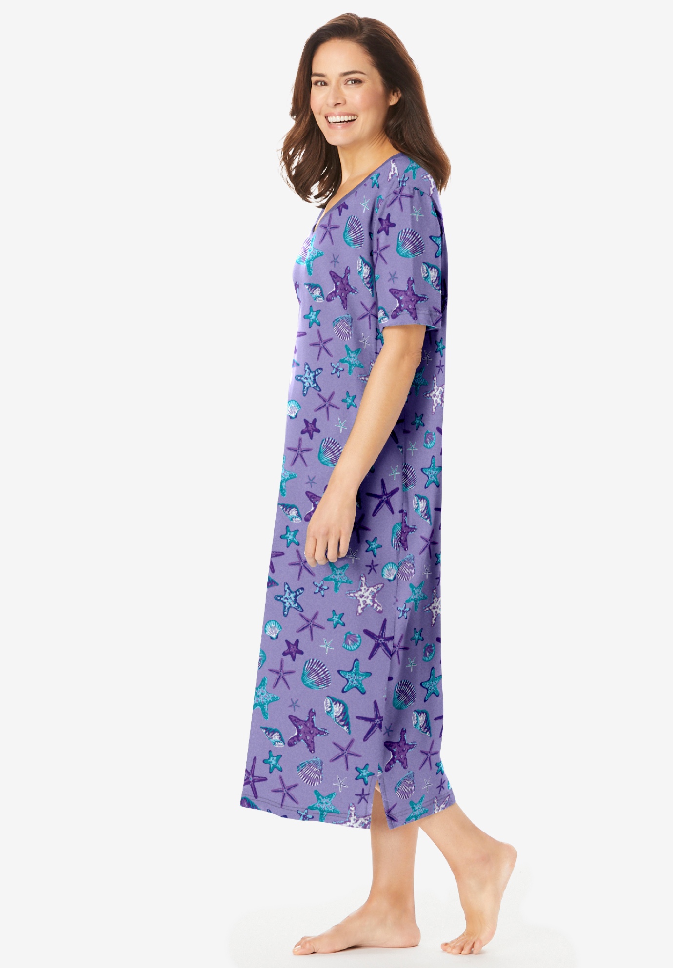Dreams & Co. Plus Size Long Print Sleepshirt - Picture 139 of 147