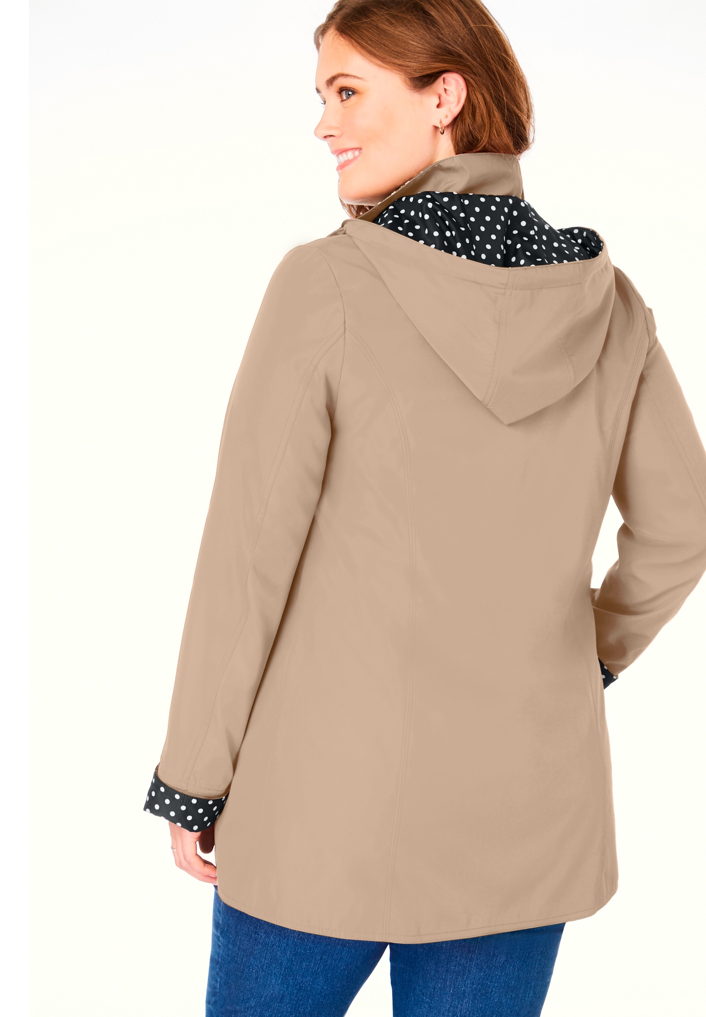 Woman Within Plus Size Dot Trim Raincoat - Picture 15 of 15