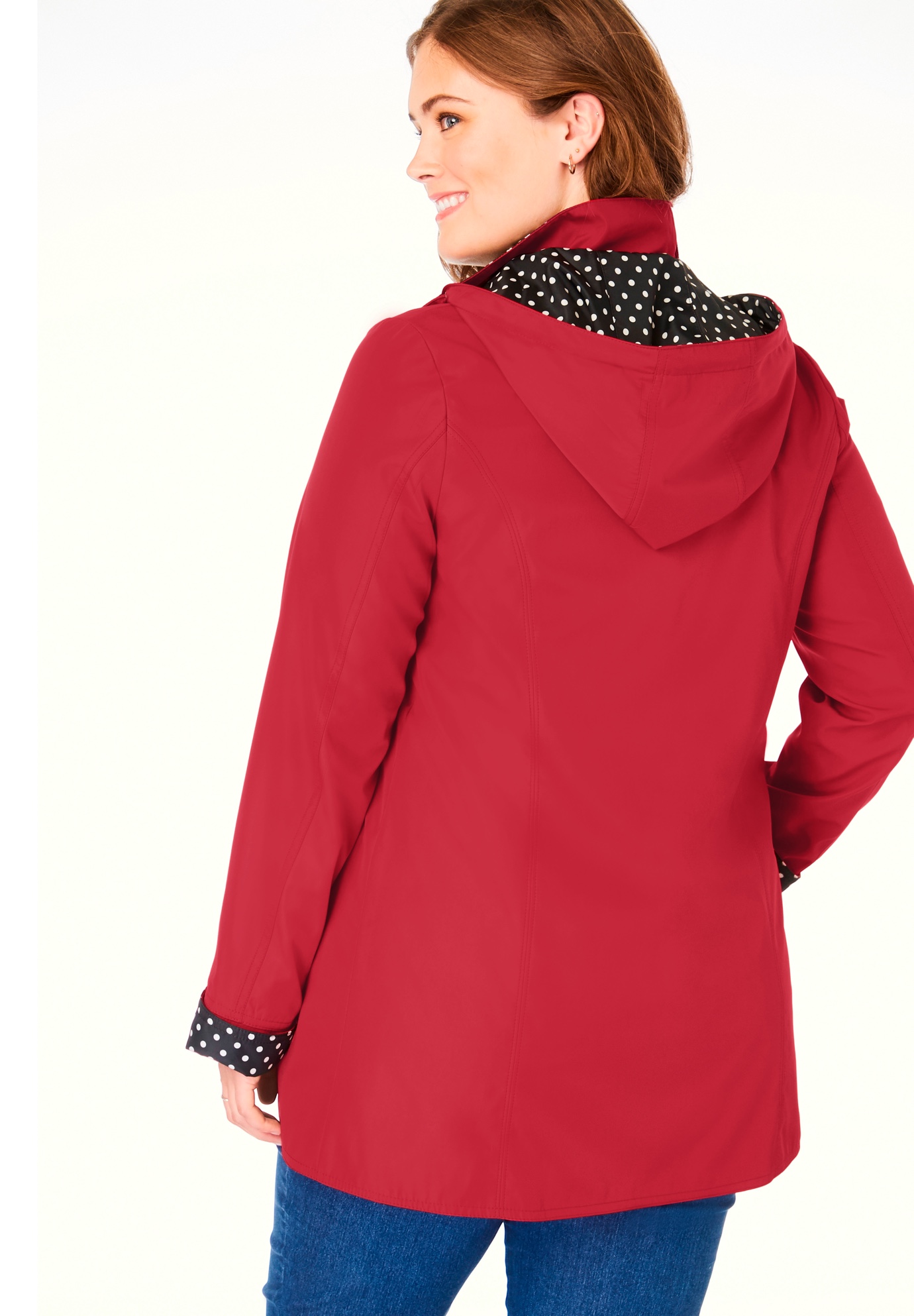 Woman Within Plus Size Dot Trim Raincoat - Picture 11 of 15