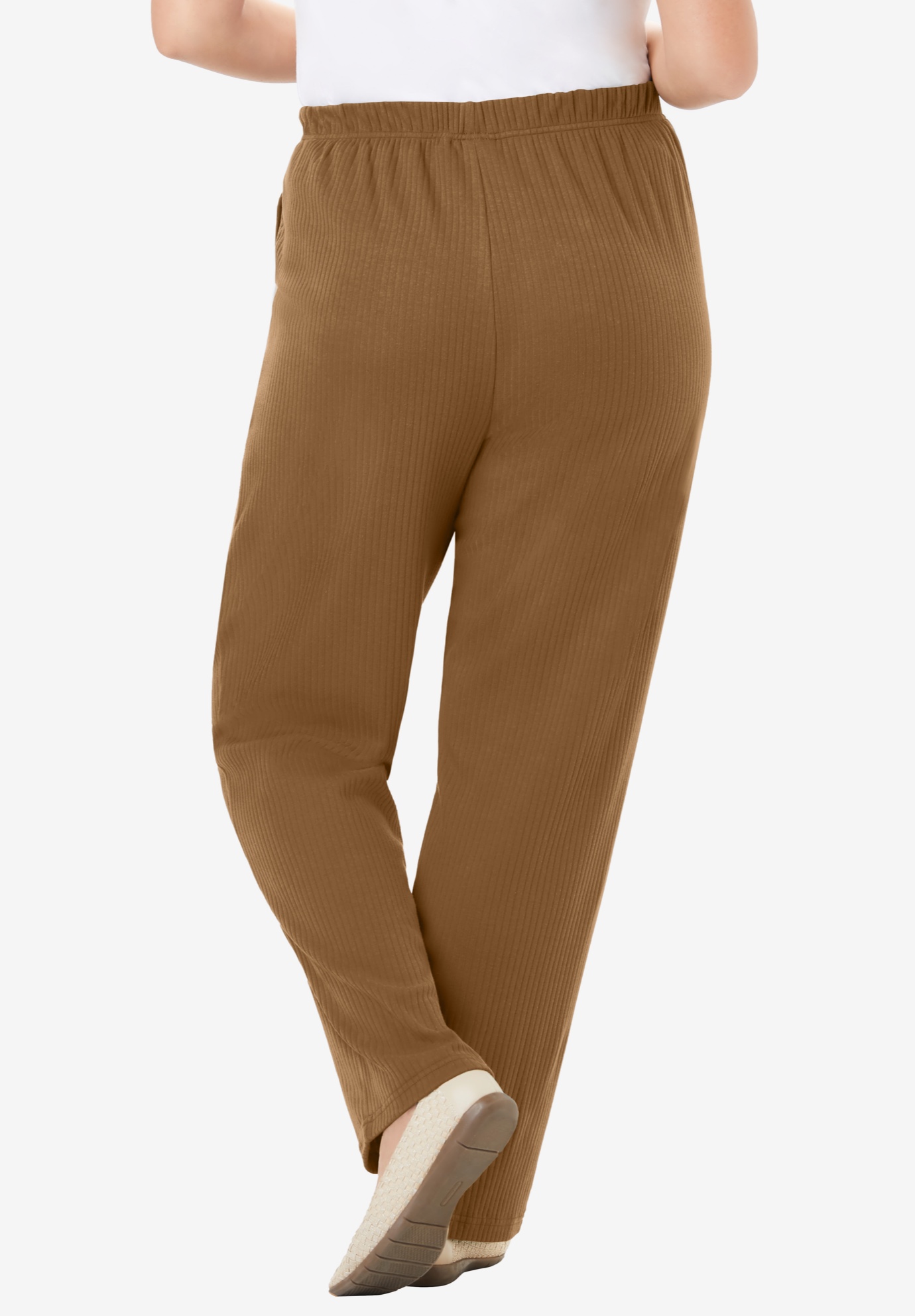 Woman Within Plus Size 7-Day Knit Ribbed Straight-Leg Pull-On Pants - Picture 78 of 79