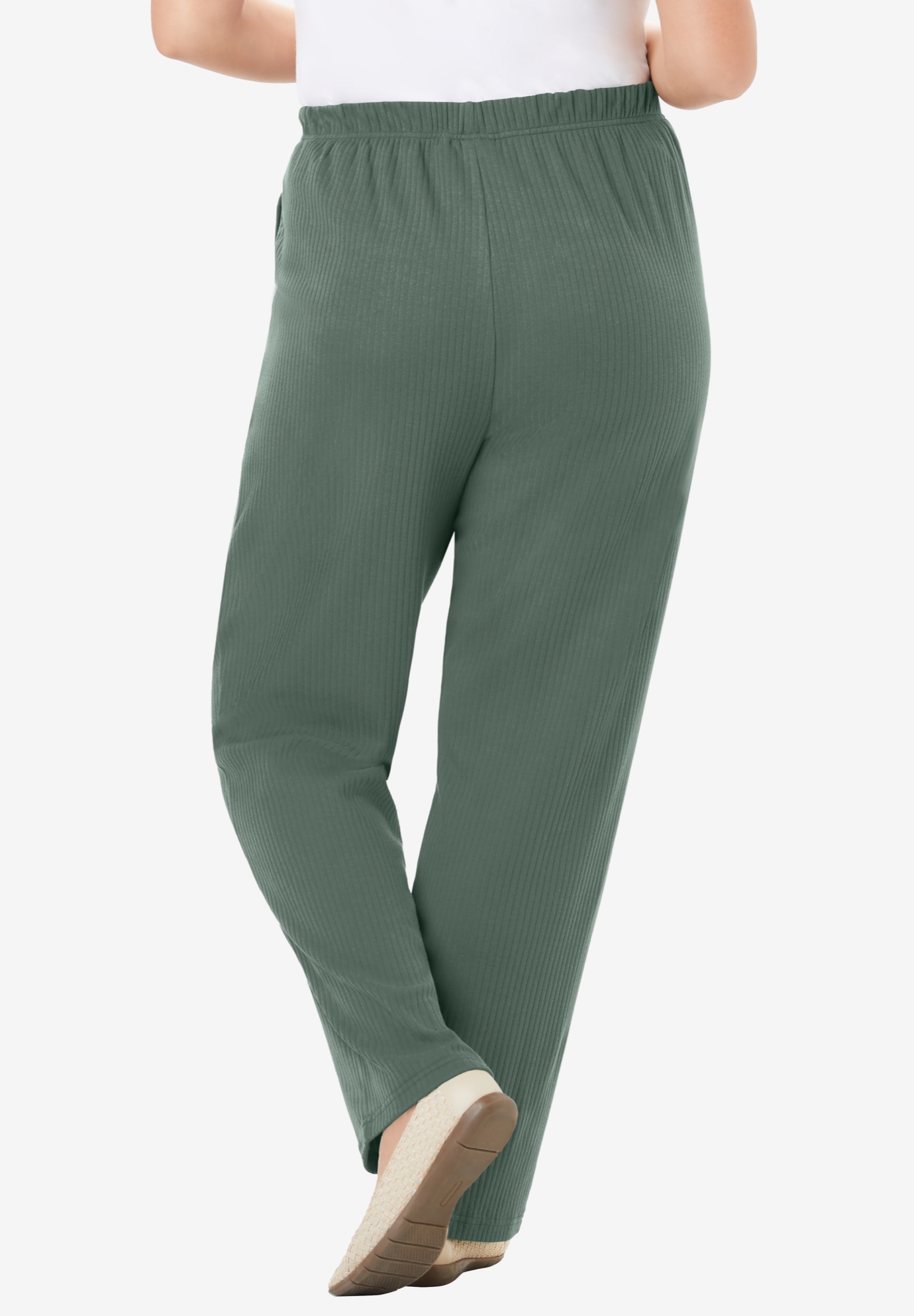 Woman Within Plus Size 7-Day Knit Ribbed Straight-Leg Pull-On Pants - Picture 55 of 79