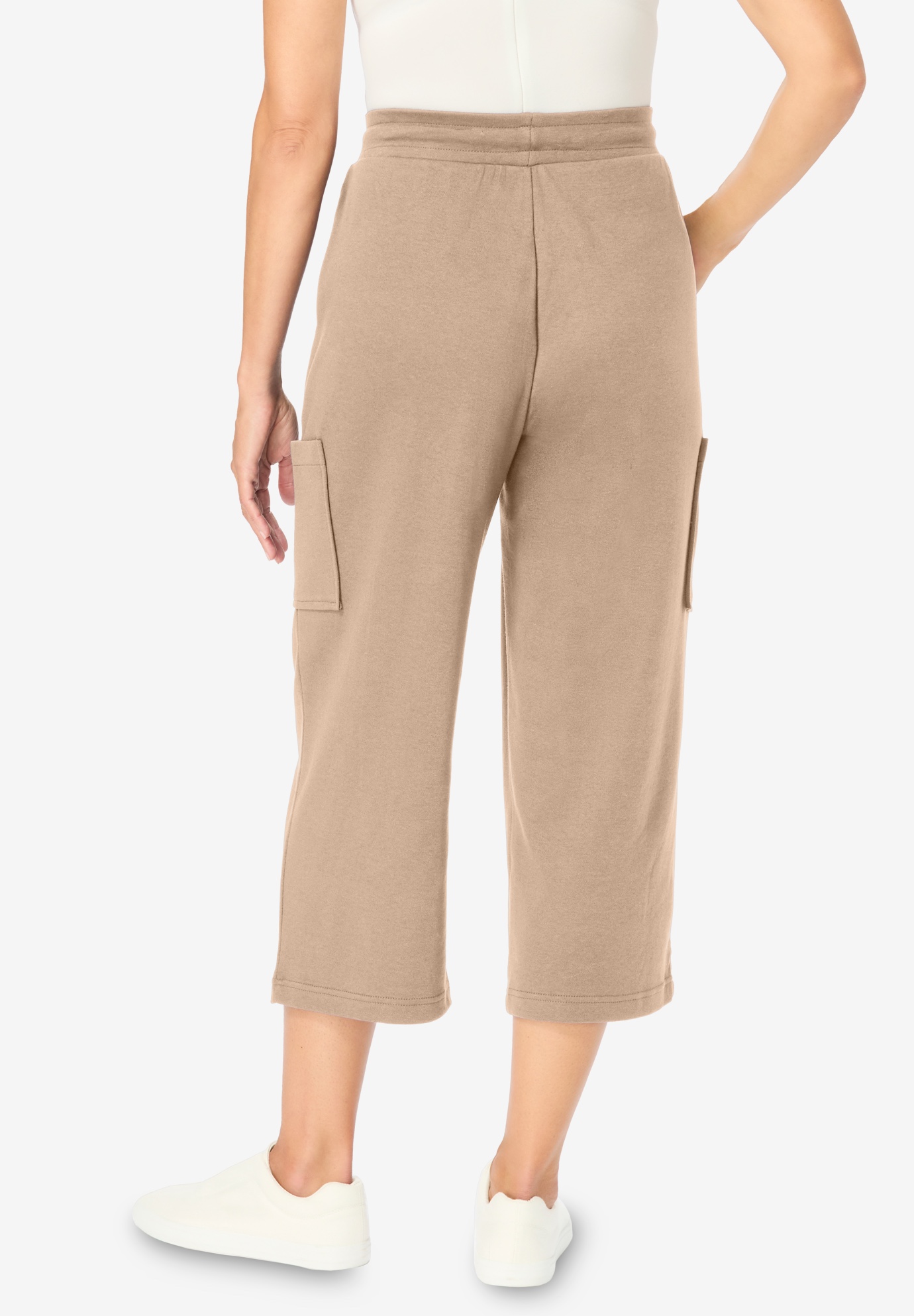 Woman Within Plus Size Petite Knit Cargo Capri - Picture 19 of 31