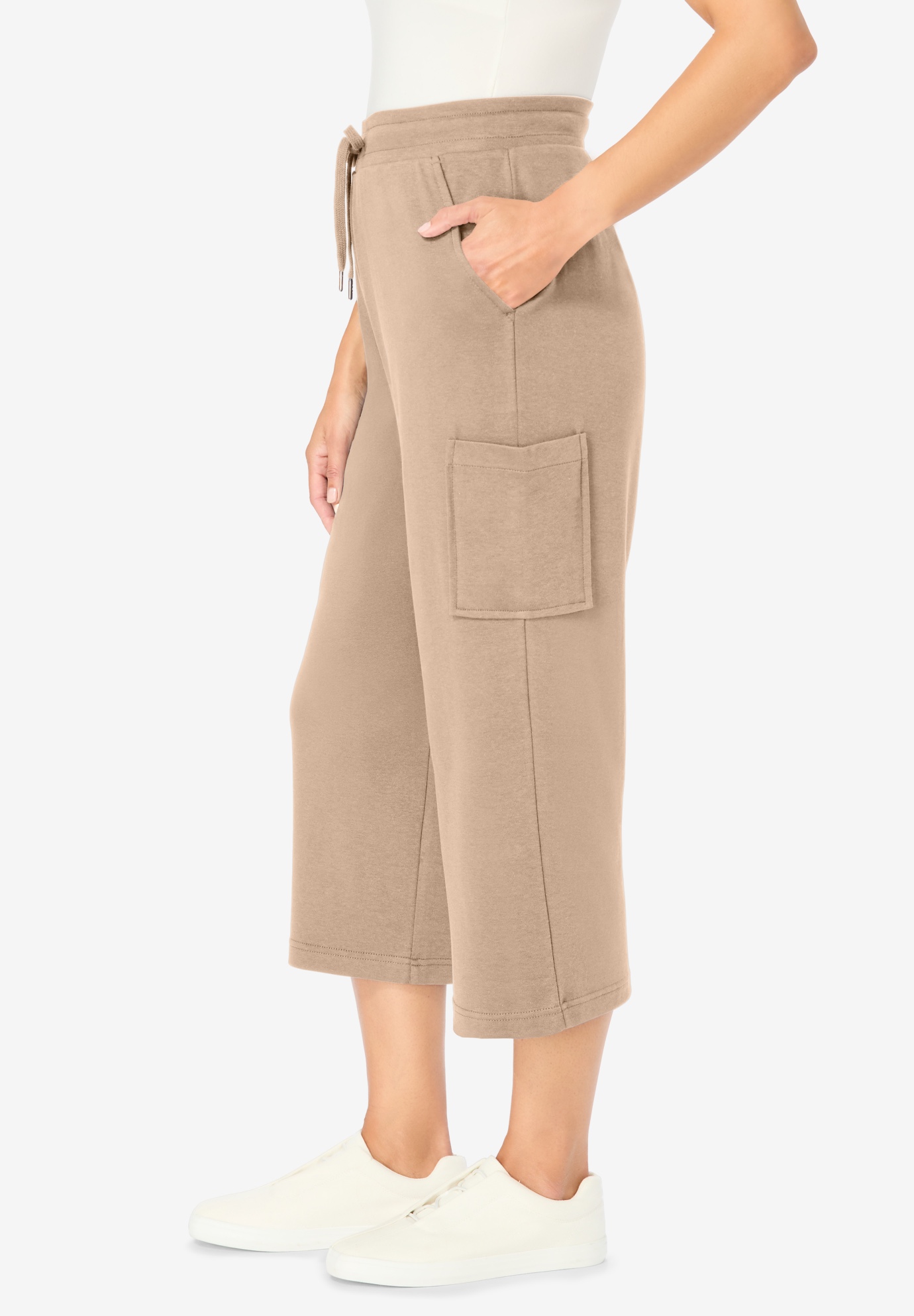 Woman Within Plus Size Petite Knit Cargo Capri - Picture 20 of 31