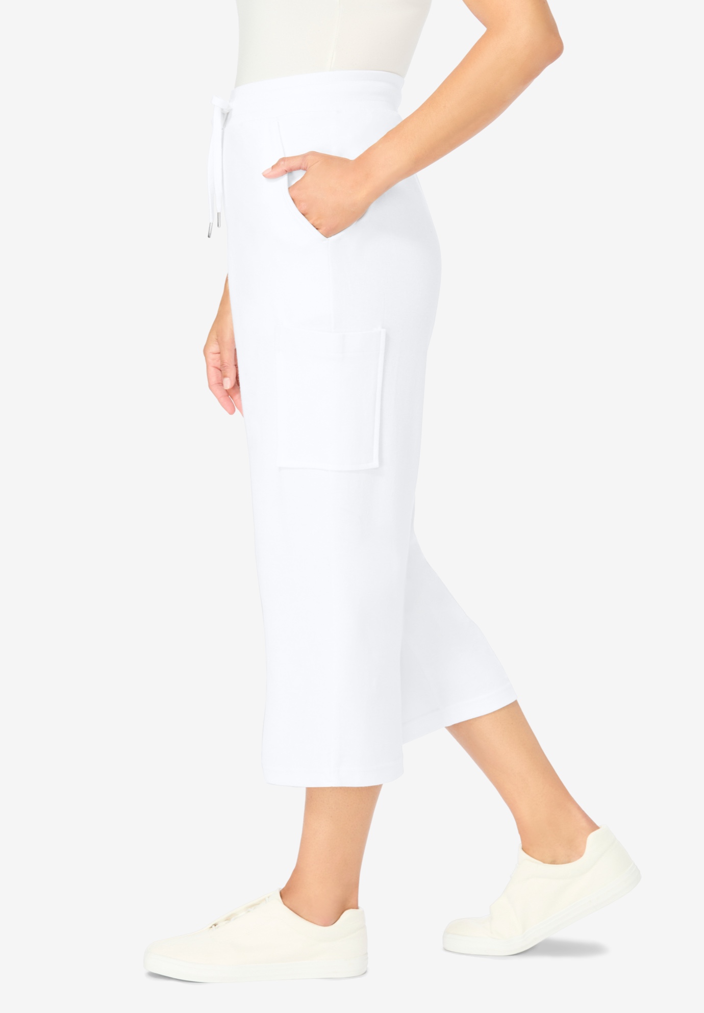 Woman Within Plus Size Petite Knit Cargo Capri - Picture 14 of 31