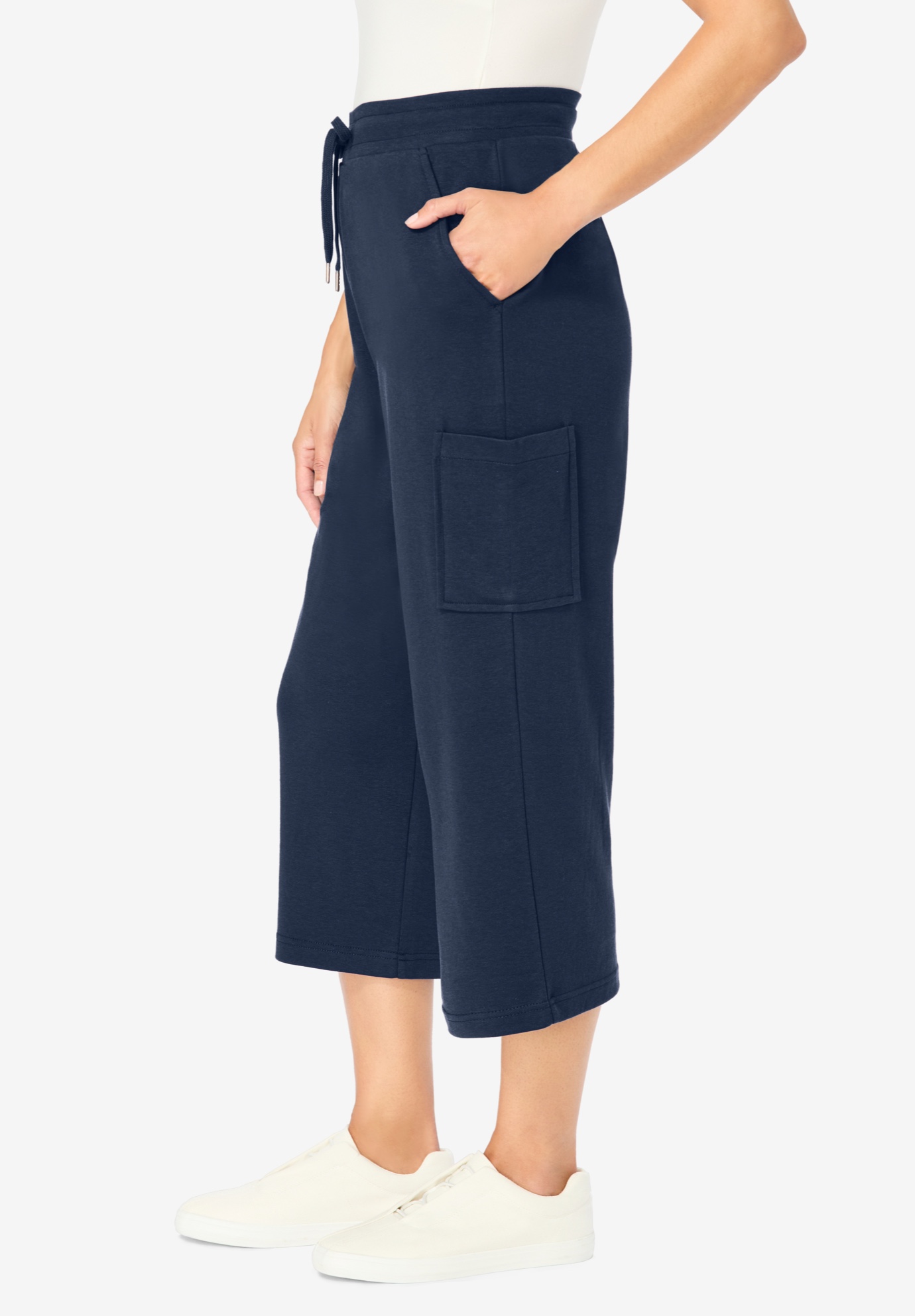 Woman Within Plus Size Petite Knit Cargo Capri - Picture 17 of 31