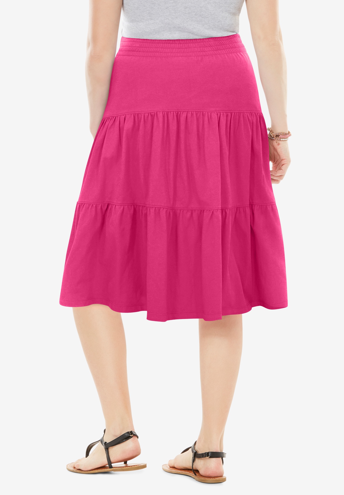 Woman Within Plus Size Elastic-Waist Knit Tiered Skirt - Picture 37 of 47