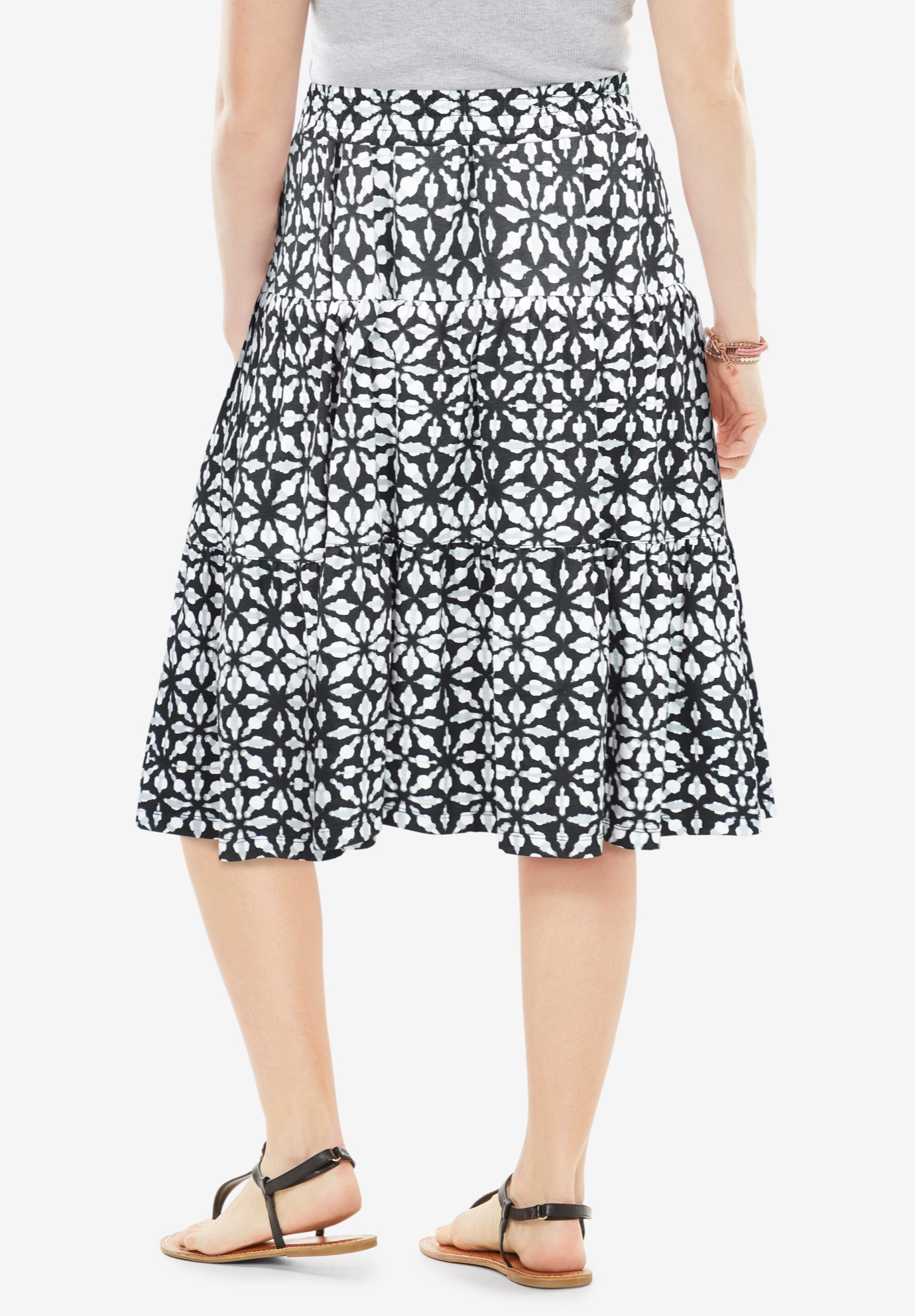 Woman Within Plus Size Elastic-Waist Knit Tiered Skirt - Picture 12 of 47